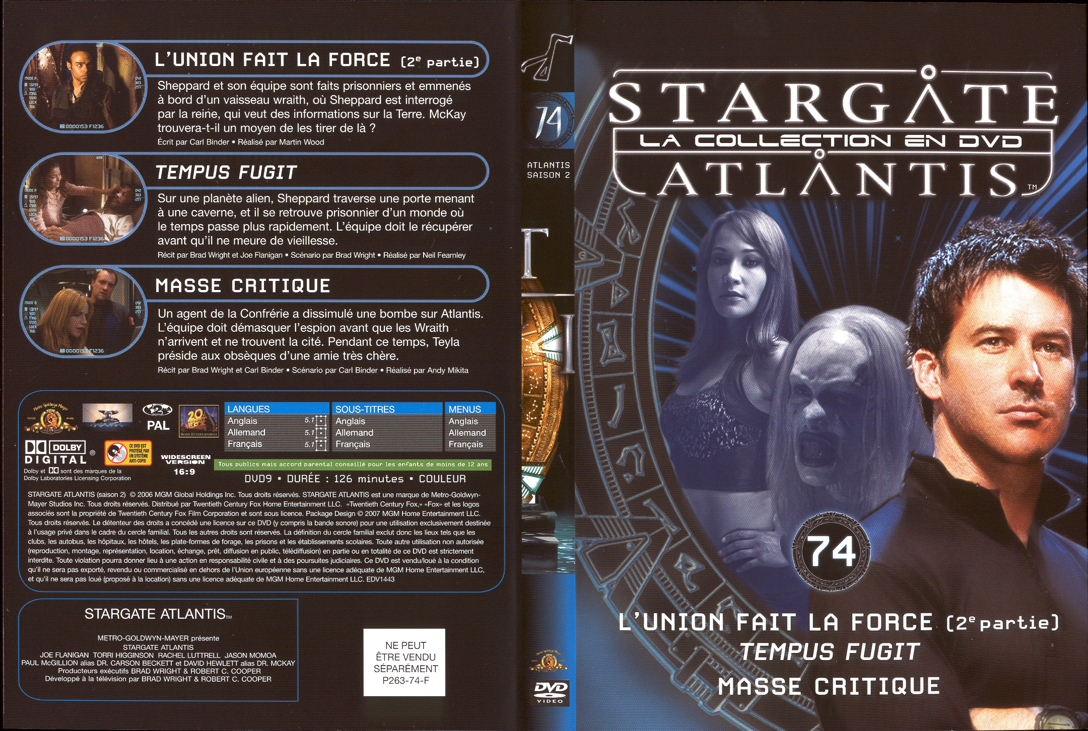Jaquette DVD Stargate atlantis saison 2 vol 74