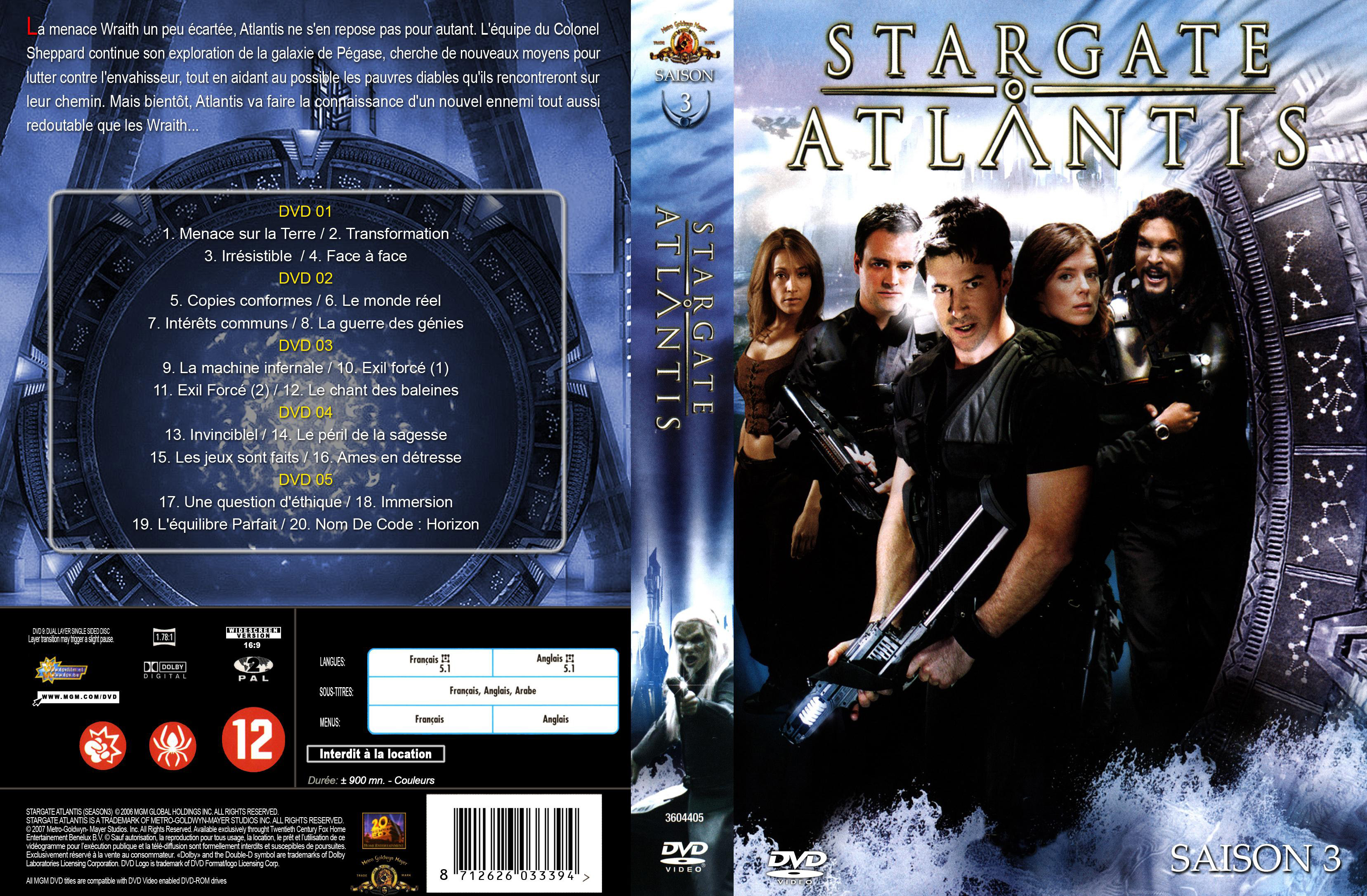 Jaquette DVD Stargate atlantis saison 3 COFFRET