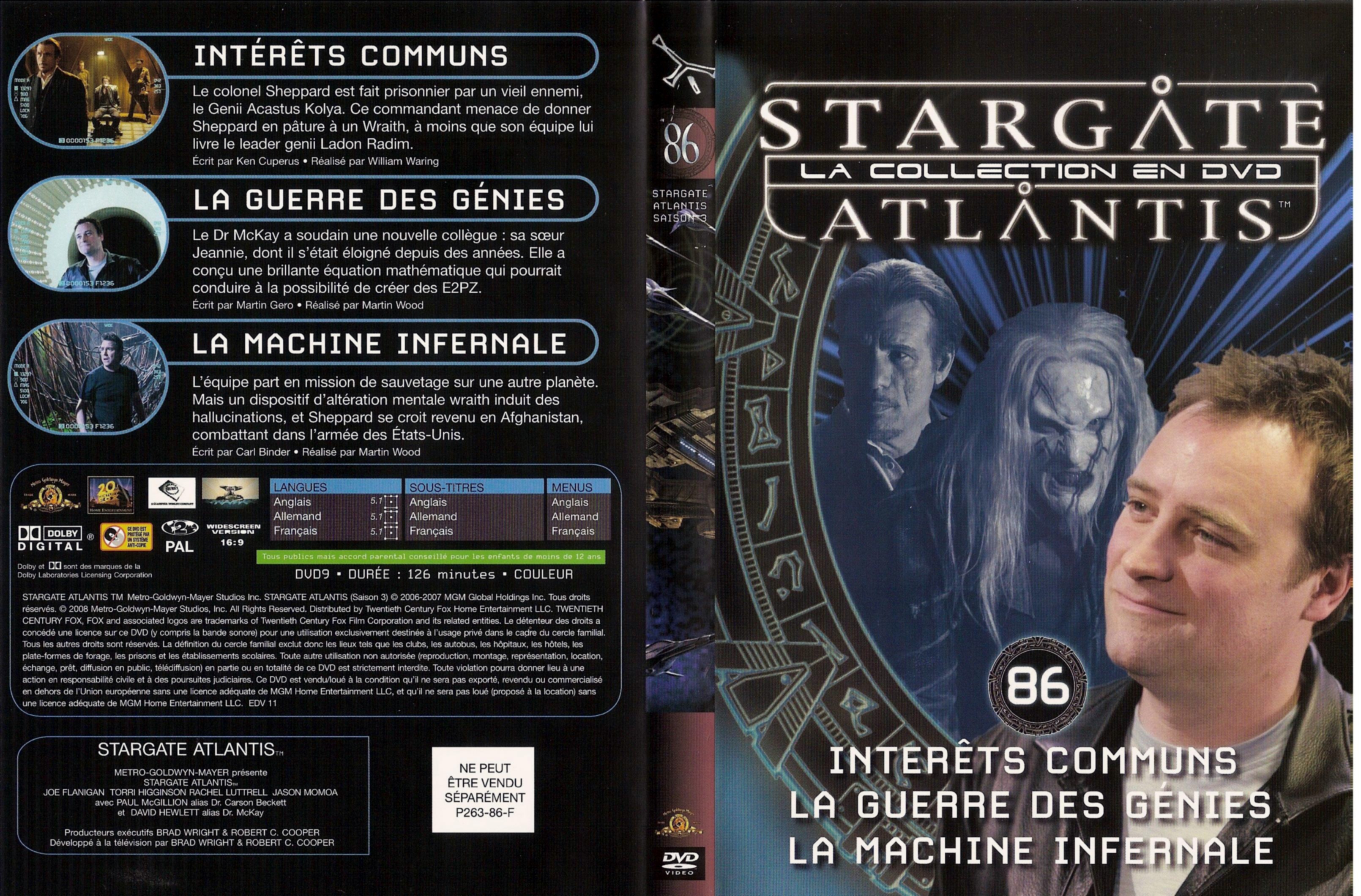 Jaquette DVD Stargate atlantis saison 3 vol 86