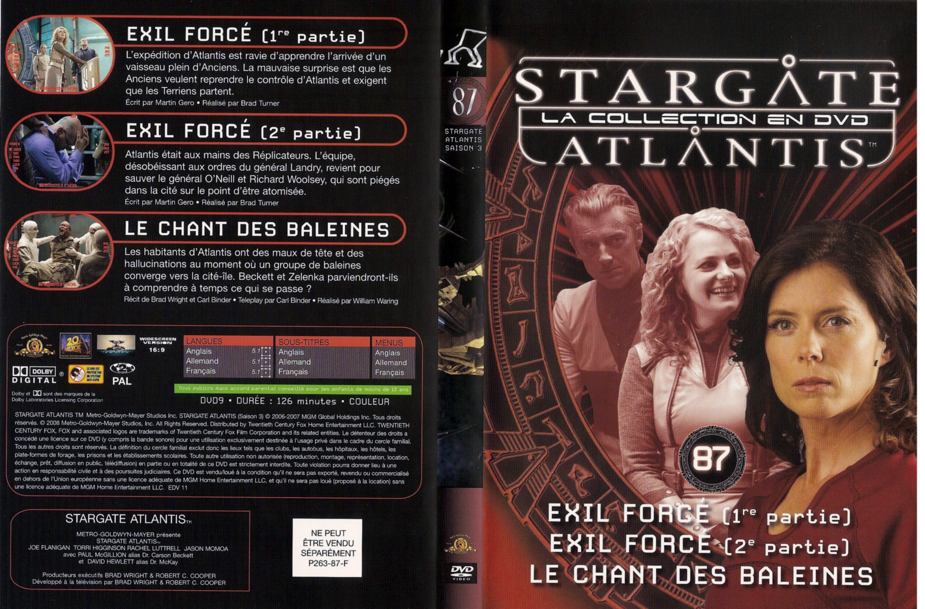 Jaquette DVD Stargate atlantis saison 3 vol 87