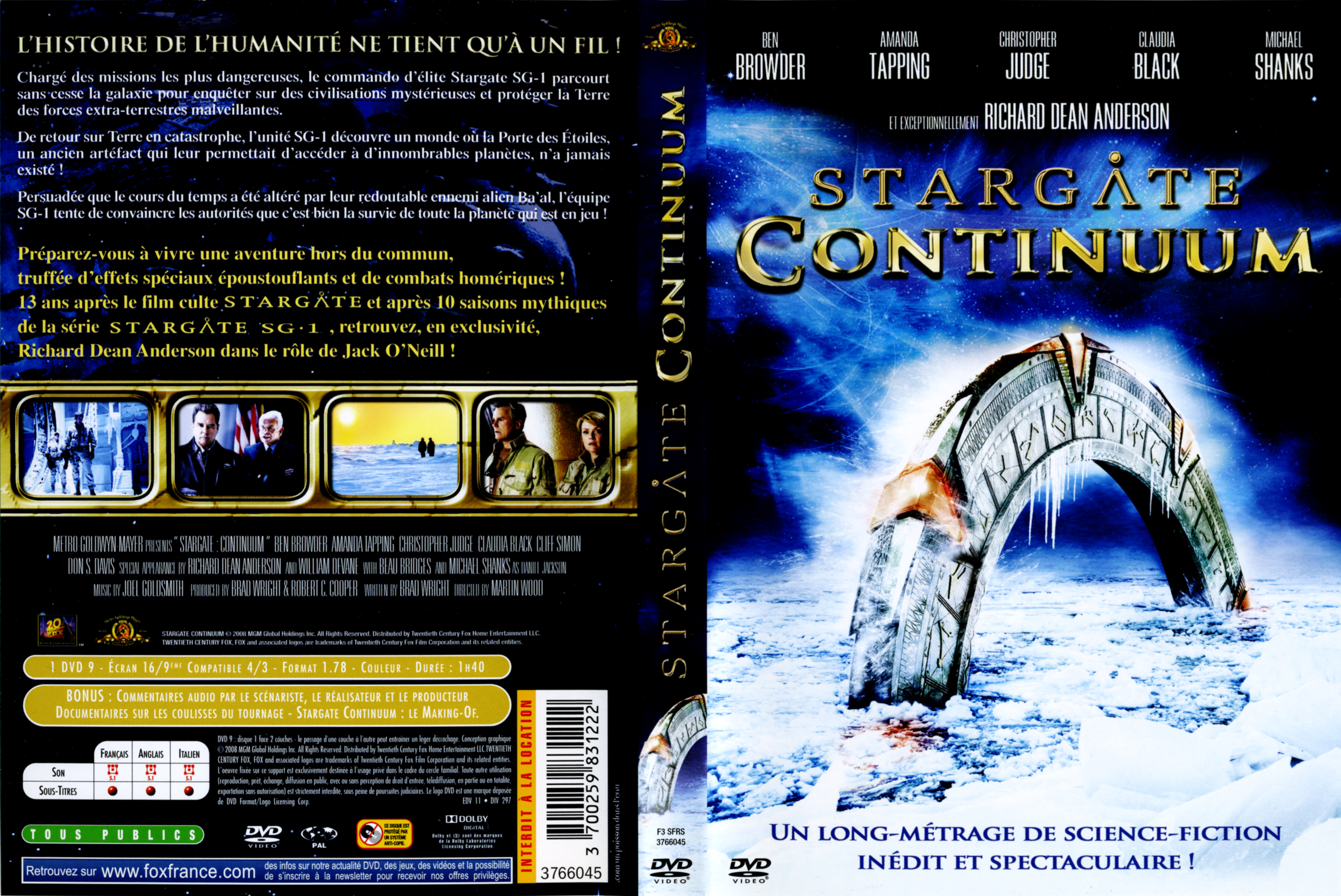 Jaquette DVD Stargate continuum