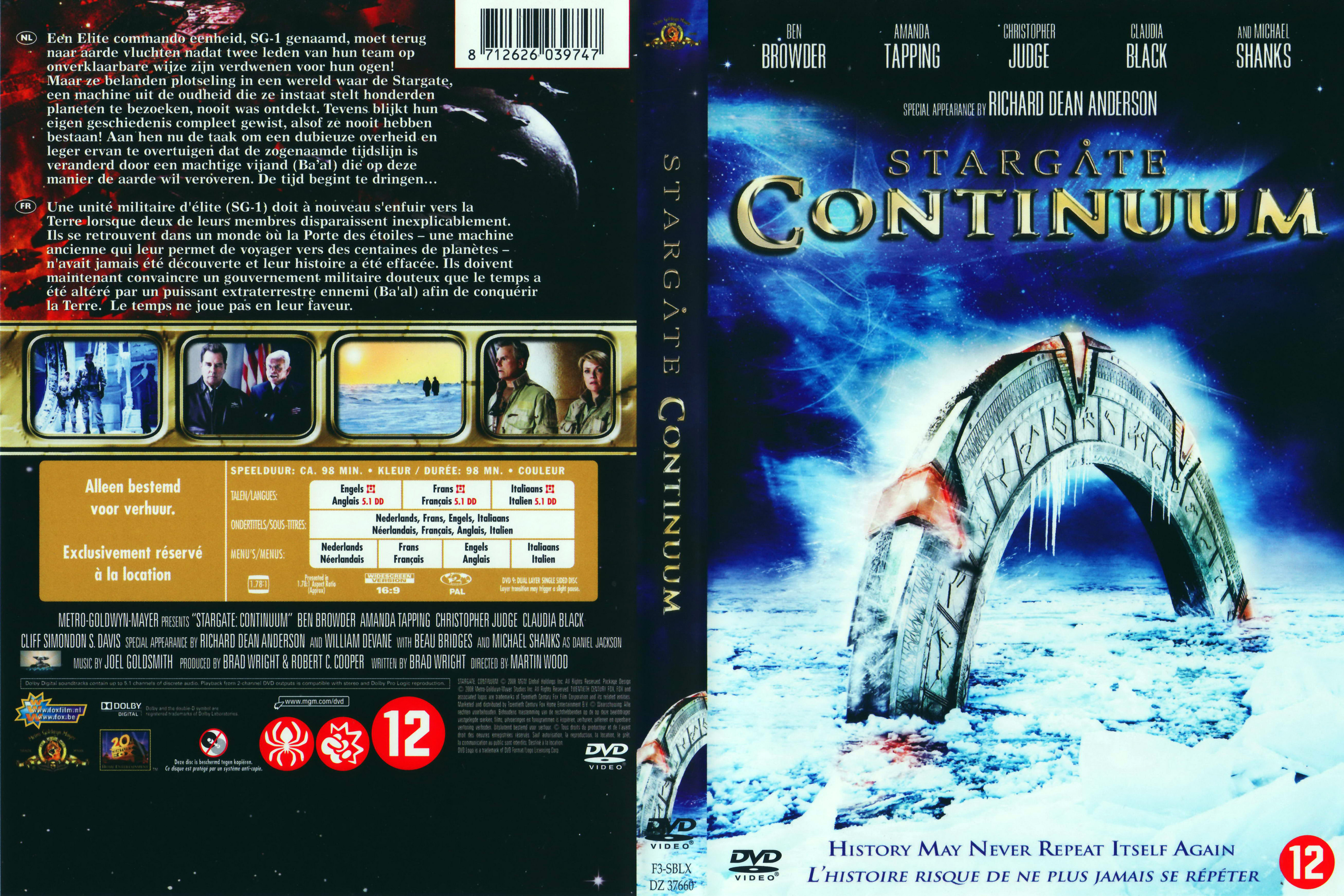 Jaquette DVD Stargate continuum v2