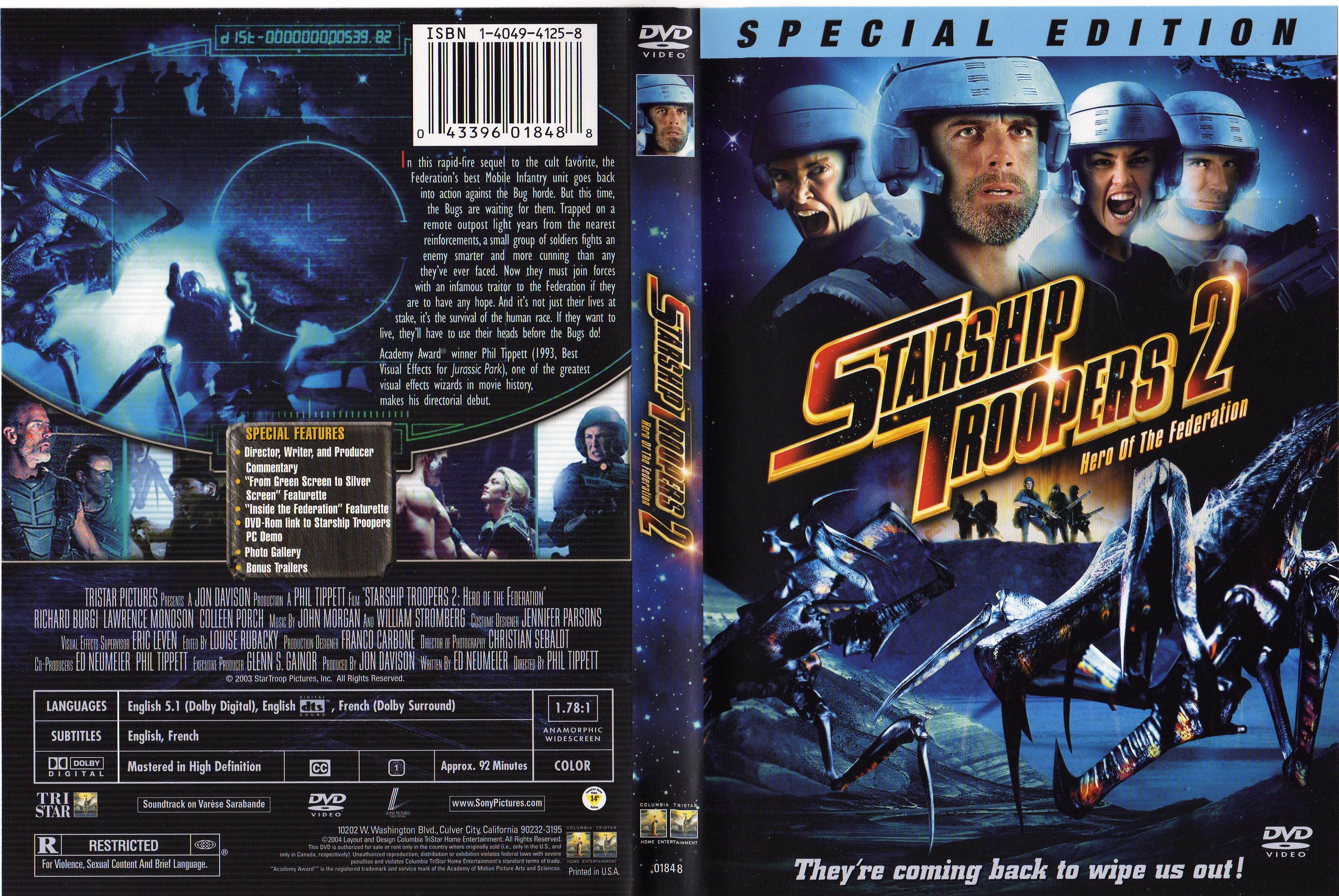 Jaquette DVD Starship troopers 2 Zone 1