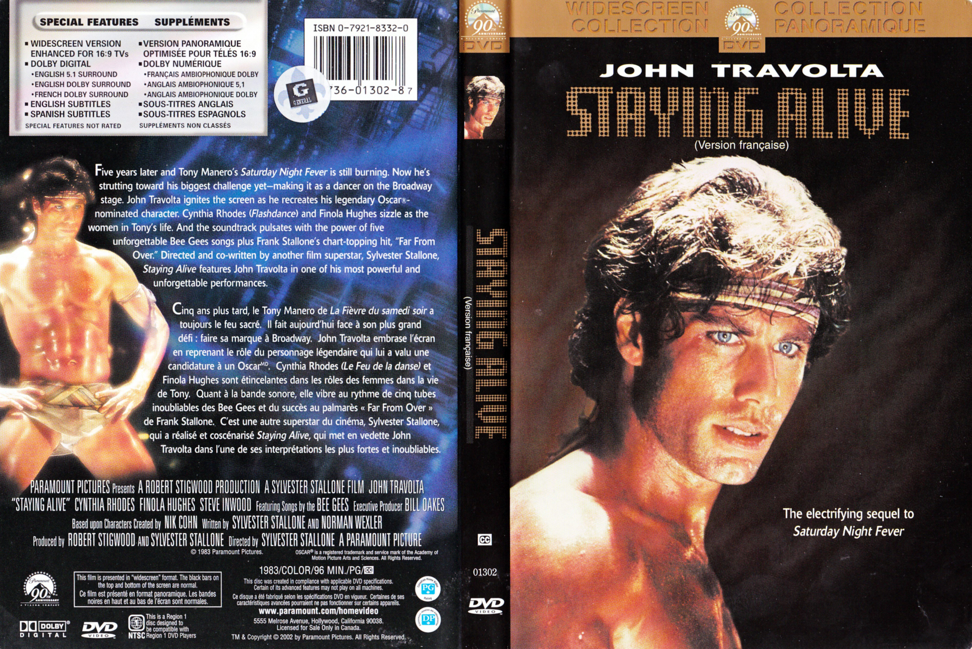 Jaquette DVD Staying alive (Canadienne)