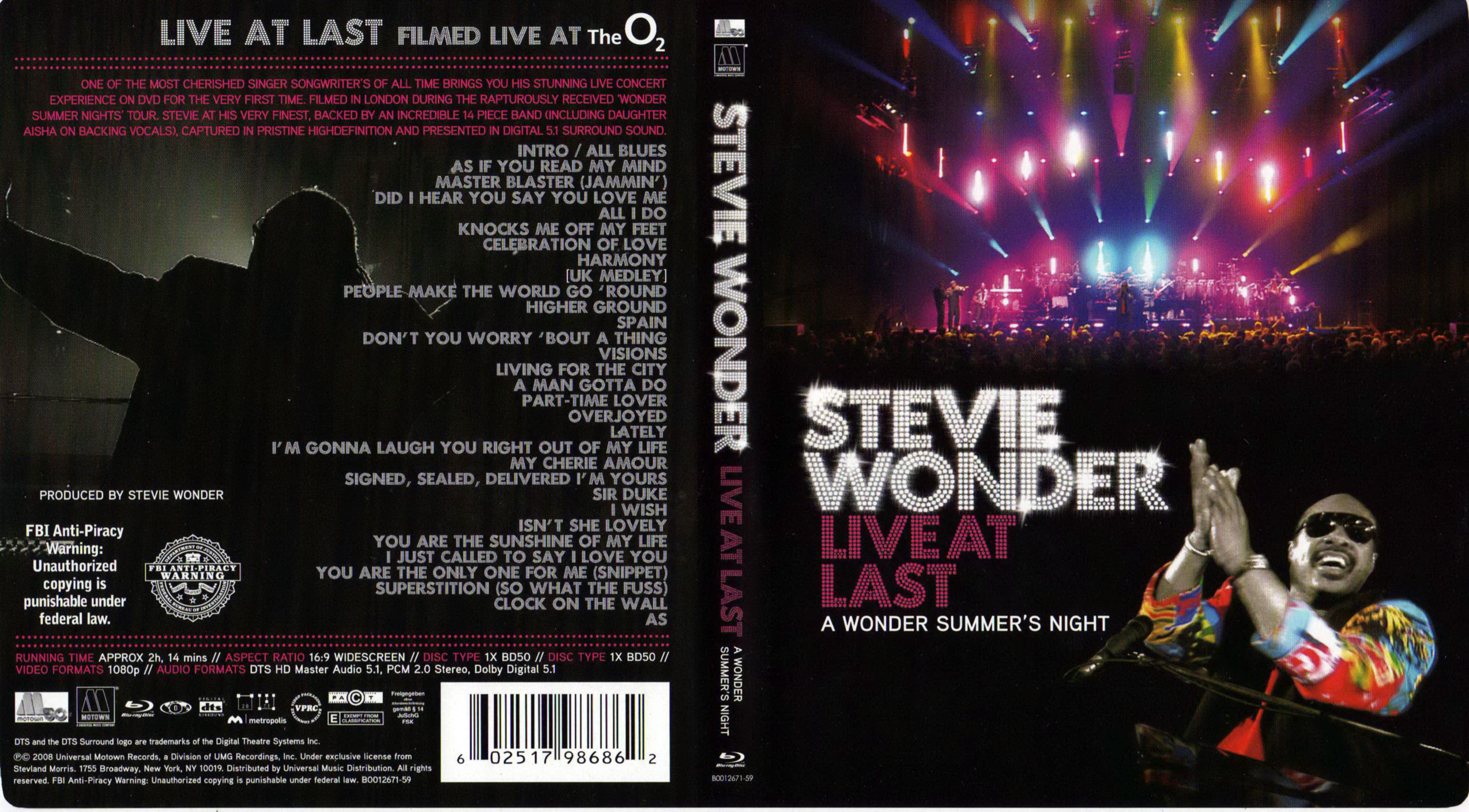 Jaquette DVD Steve Wonder - Live at last (BLU-RAY)