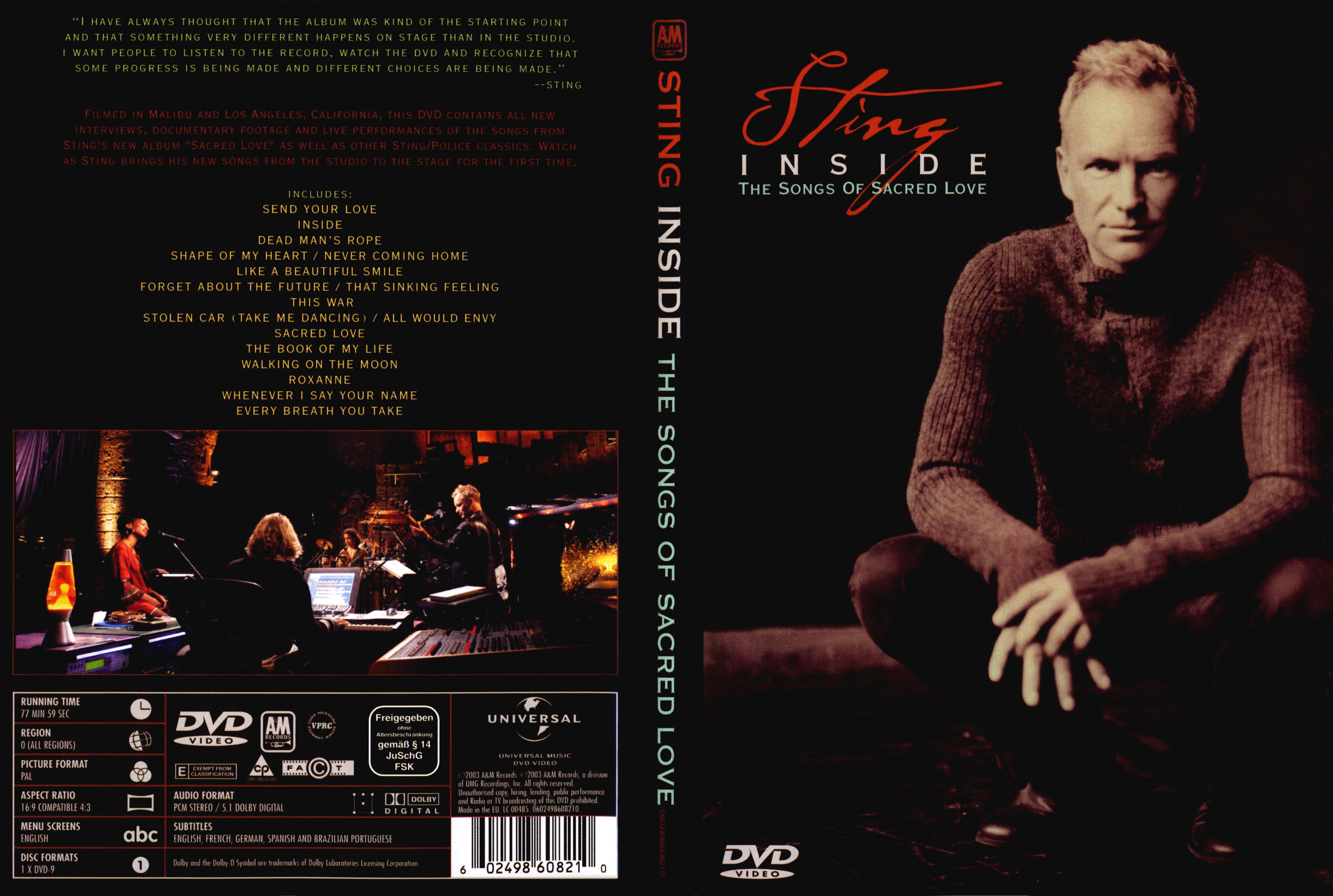 Jaquette DVD Sting - inside
