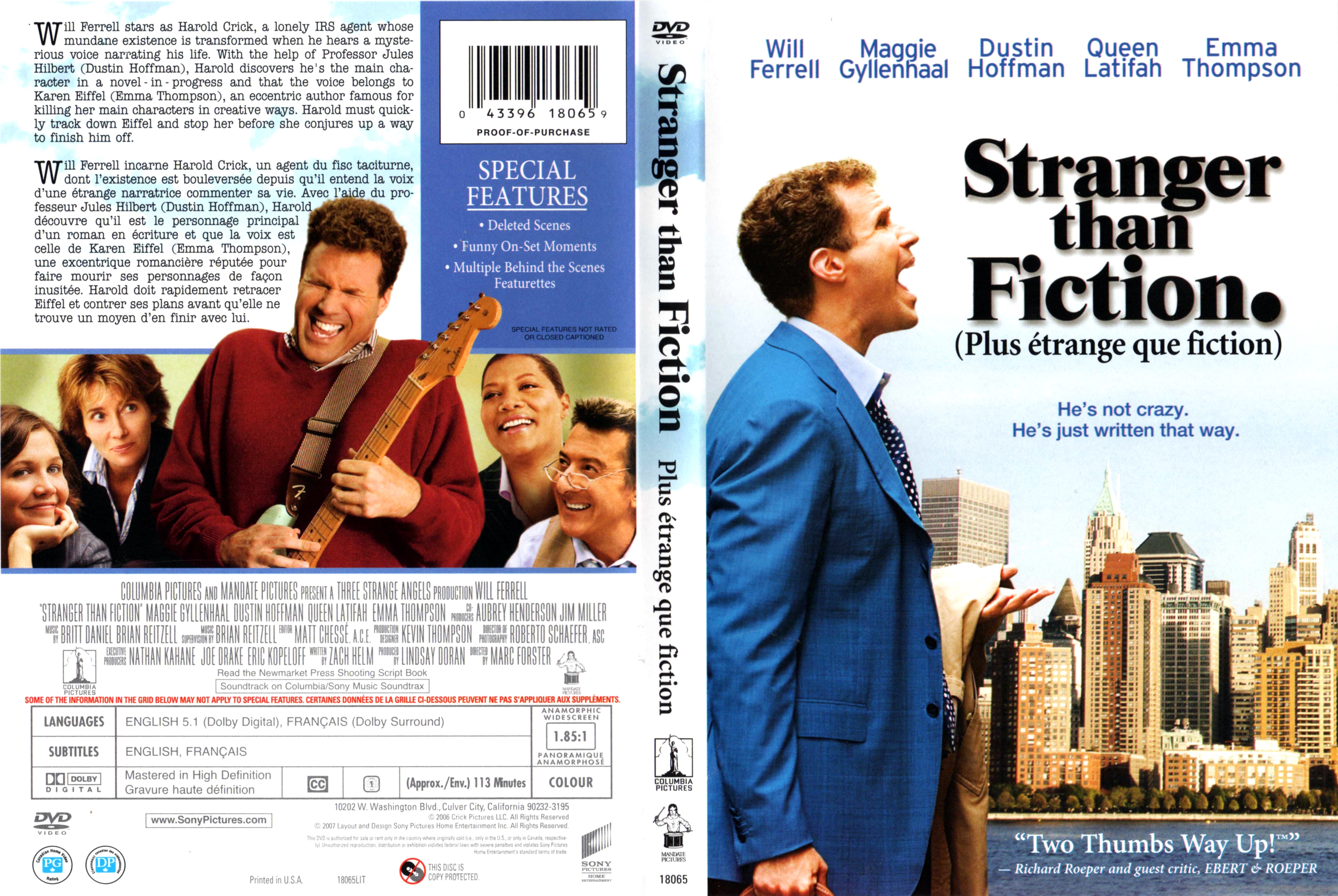 Jaquette DVD Stranger than fiction (Will Ferrell) Zone 1