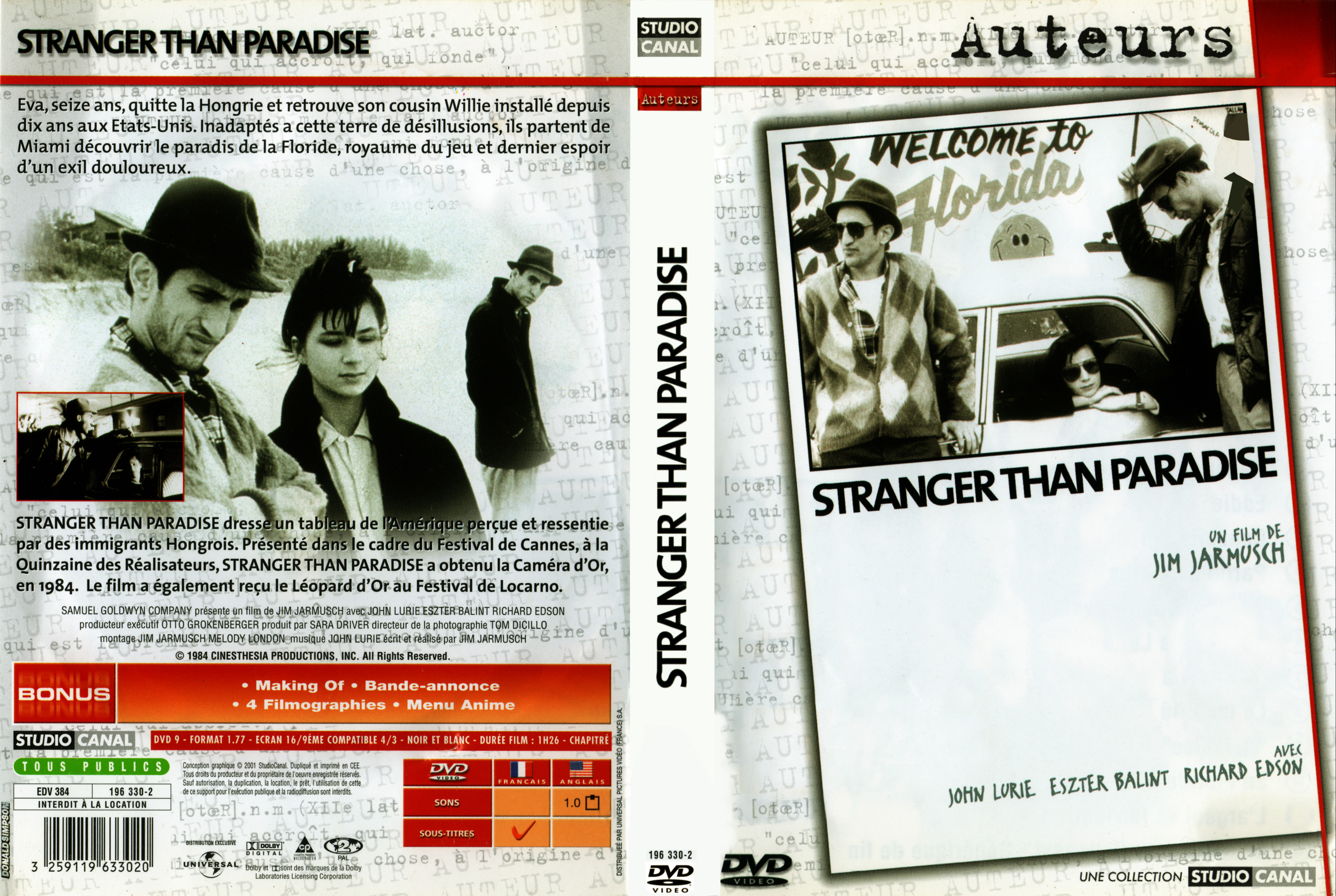 Jaquette DVD Stranger than paradise