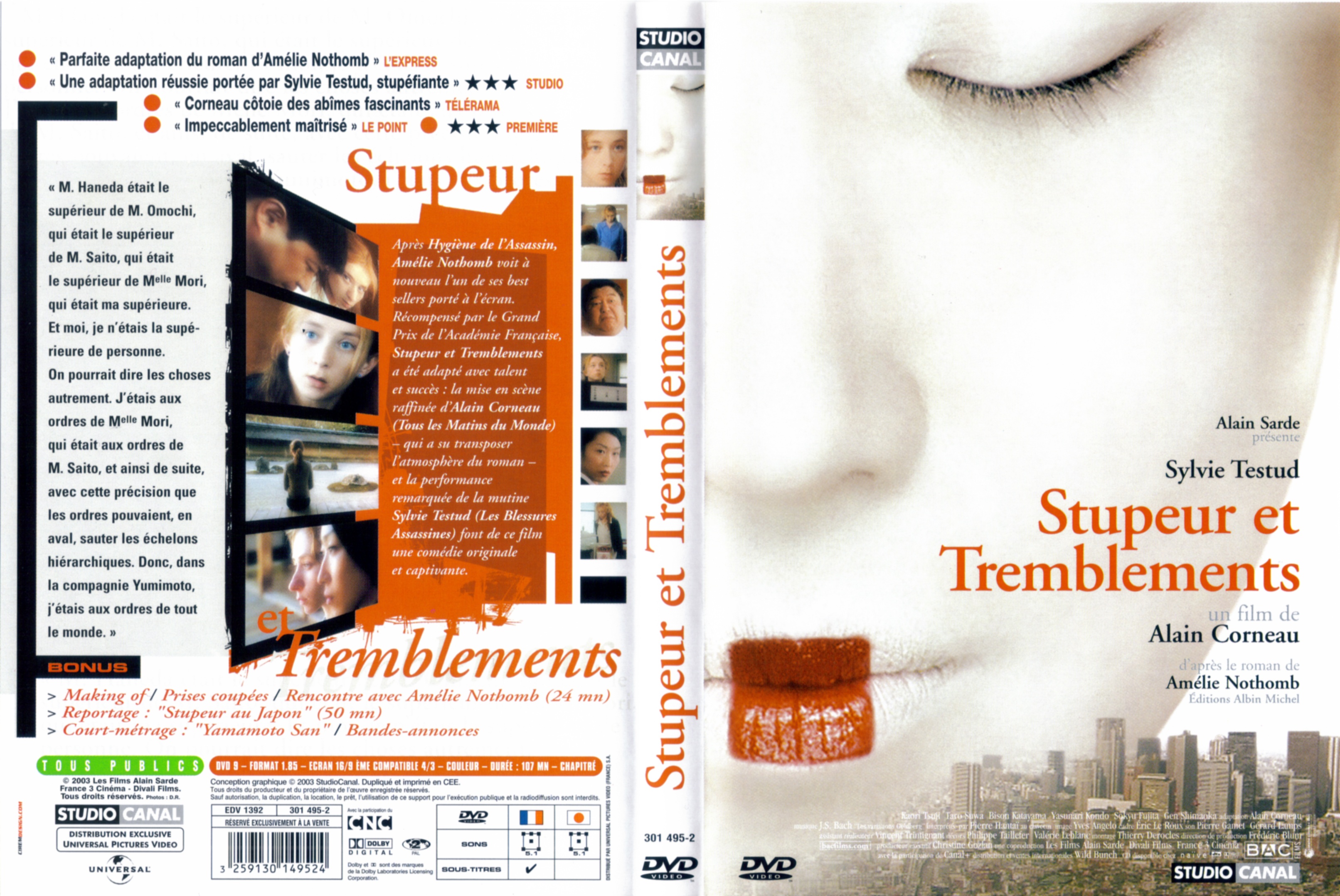 Jaquette DVD Stupeur et tremblements v2