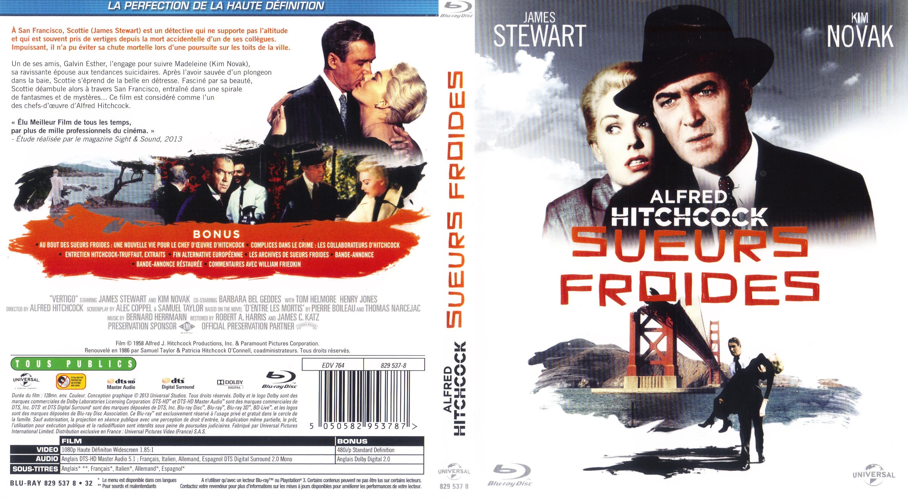 Jaquette DVD Sueurs froides (BLU-RAY)