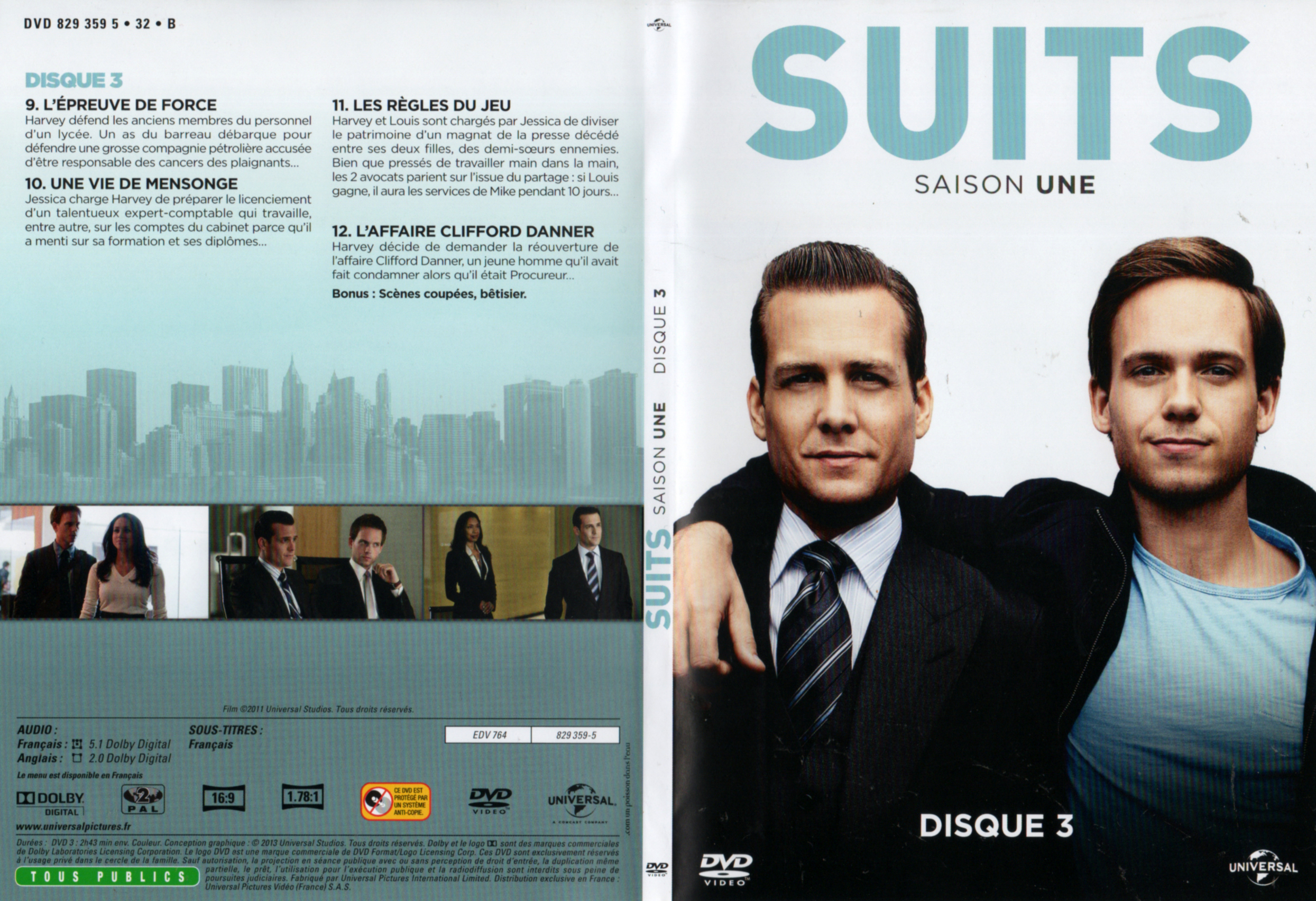 Jaquette DVD Suits Saison 1 DVD 2