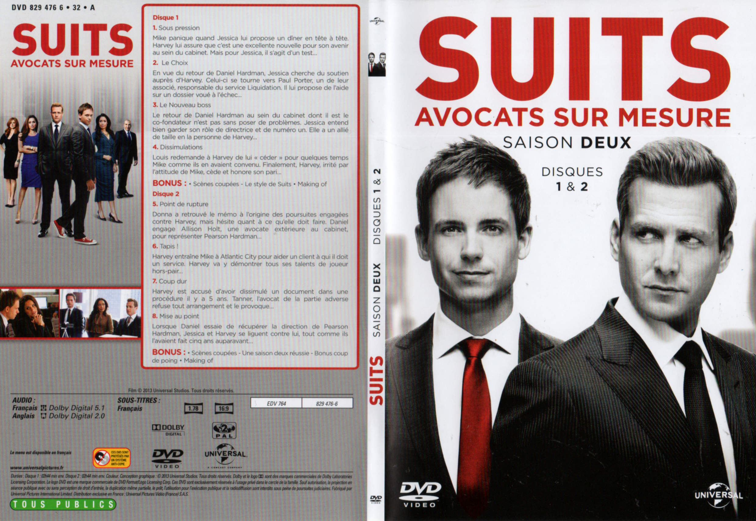 Jaquette DVD Suits Saison 2 DVD 1