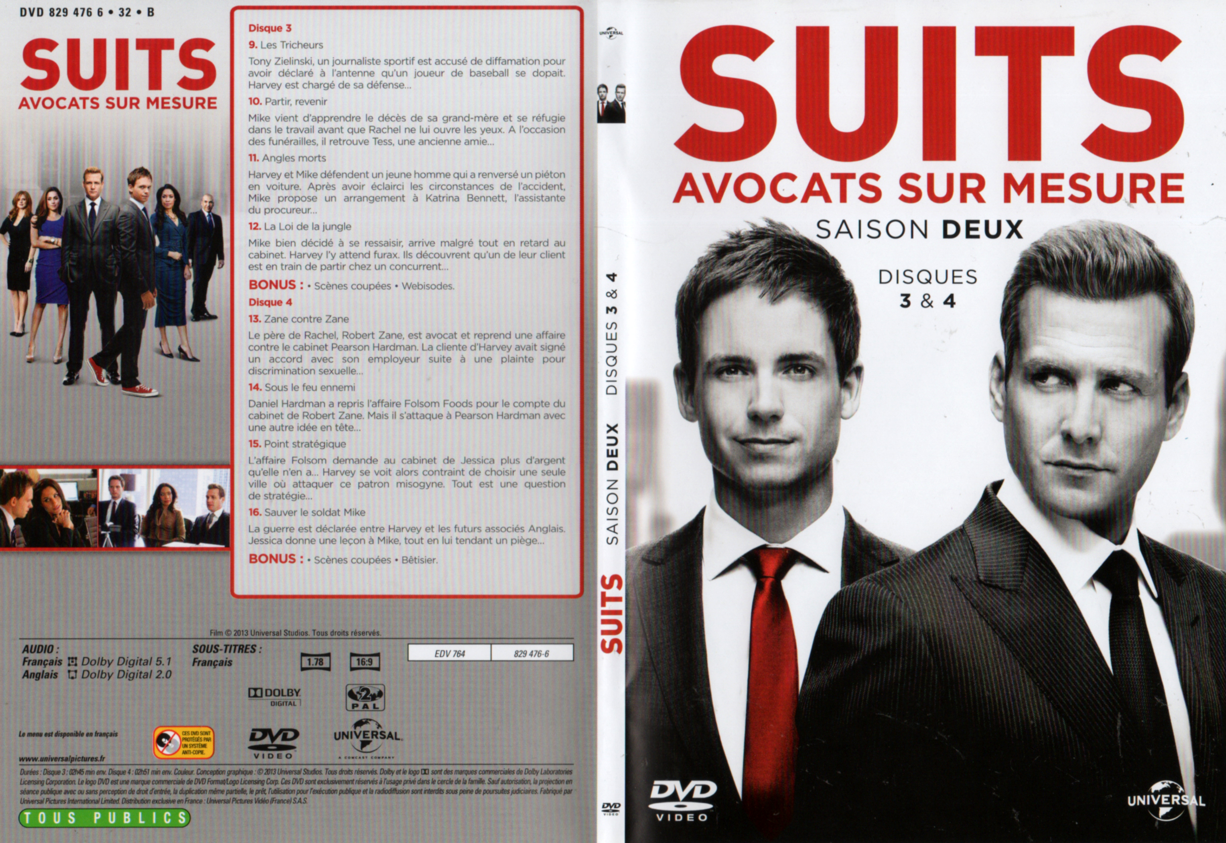 Jaquette DVD Suits Saison 2 DVD 2