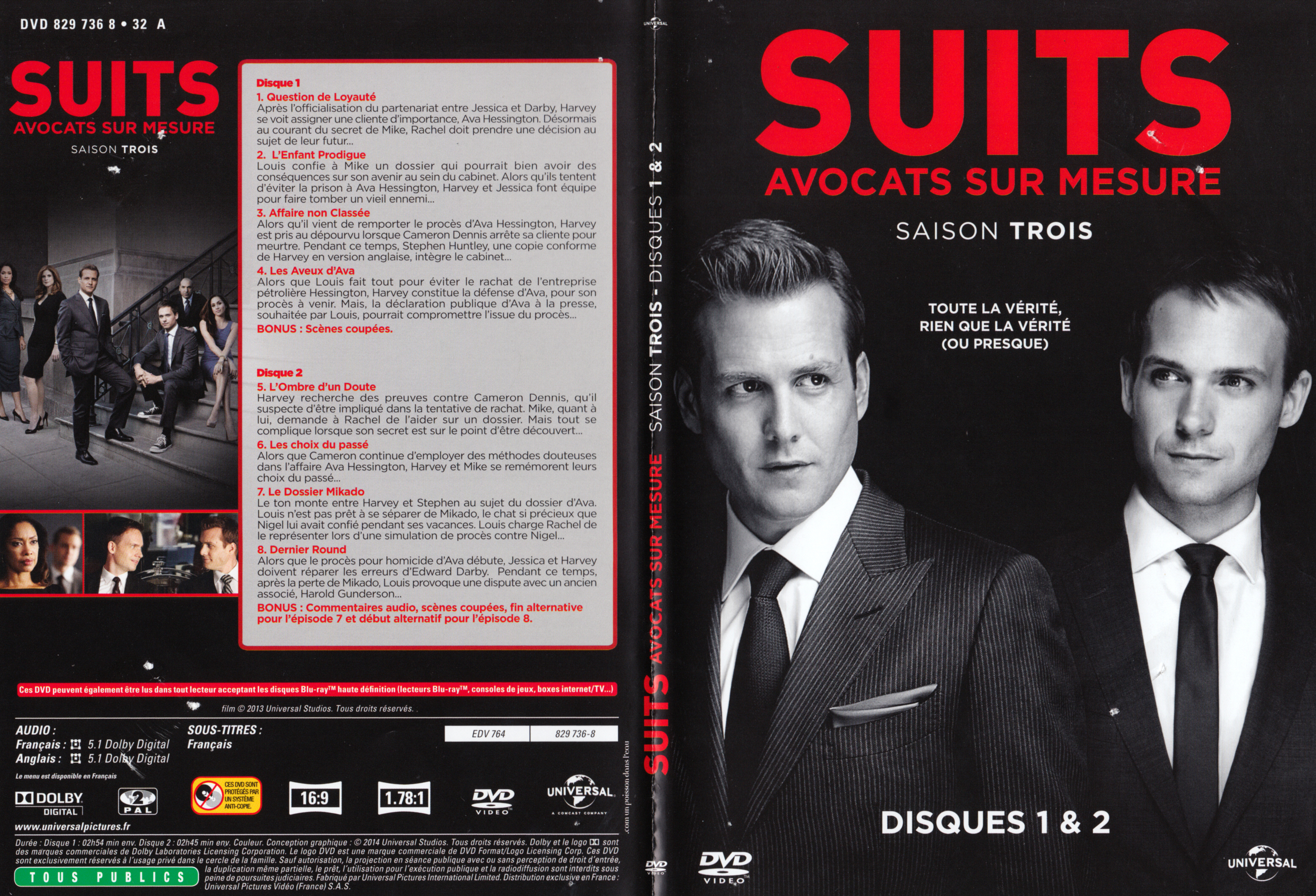 Jaquette DVD Suits Saison 3 DVD 1