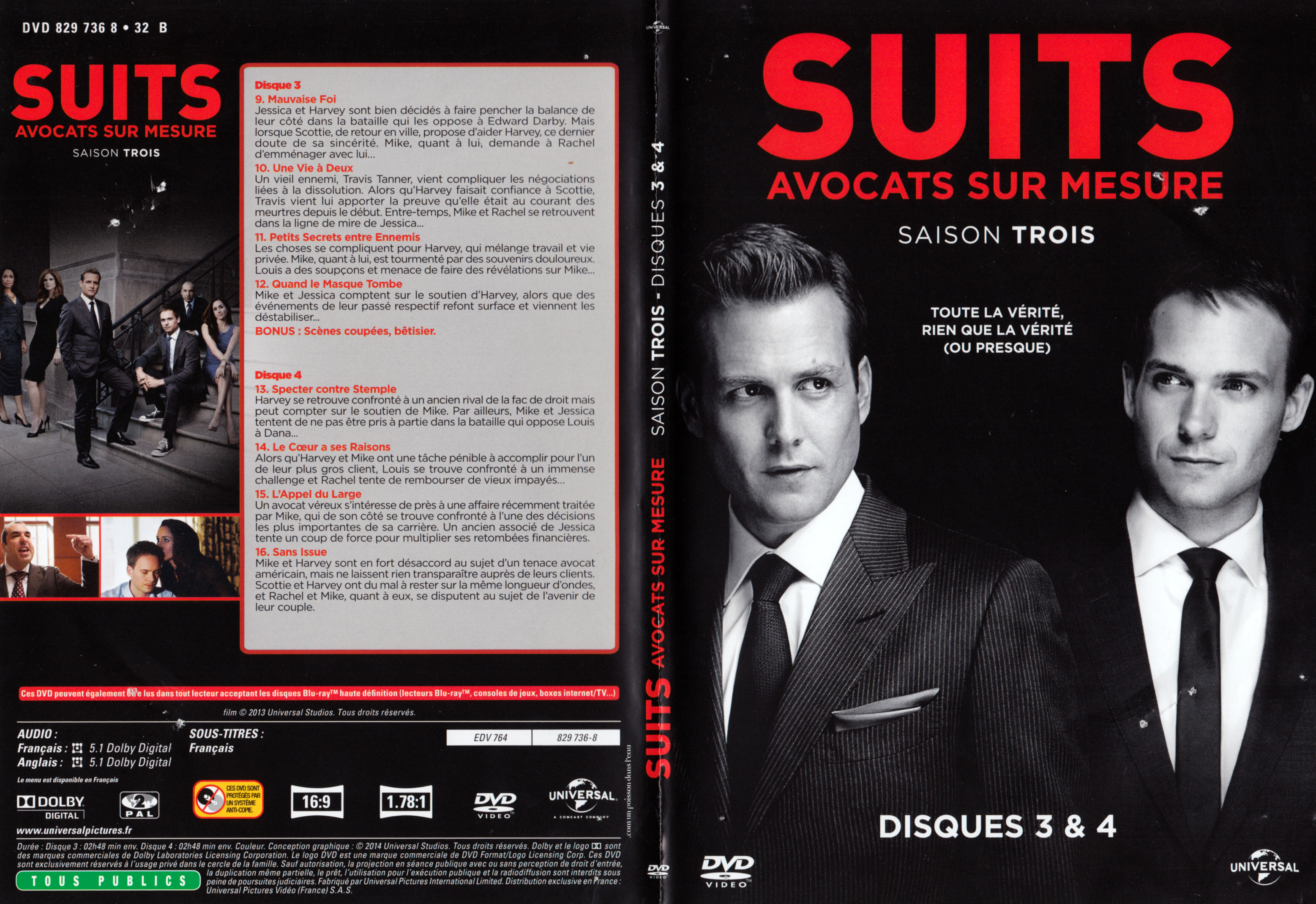 Jaquette DVD Suits Saison 3 DVD 2