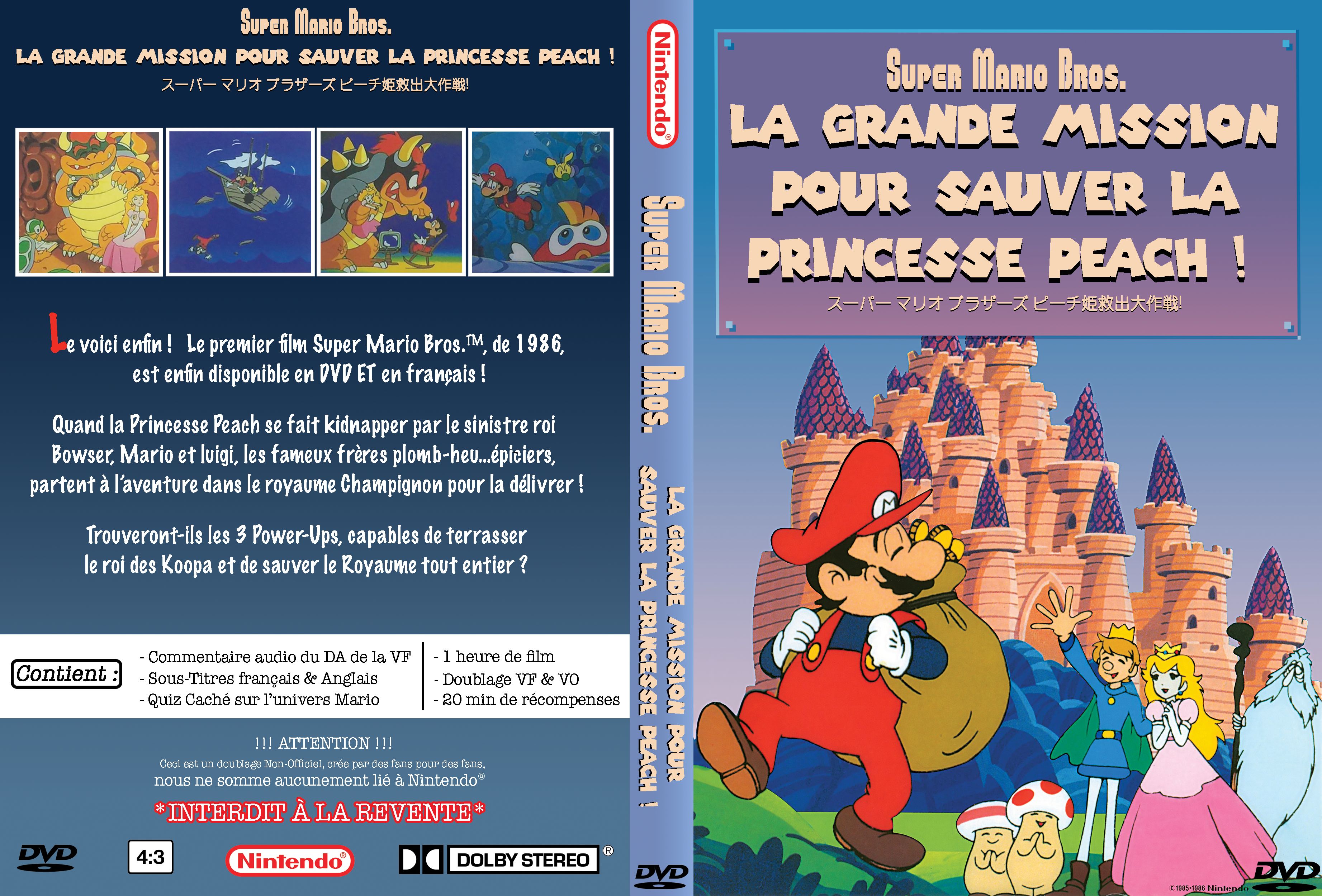 Jaquette DVD Super Mario Bros - La Grande Mission pour Sauver la Princesse Peach custom