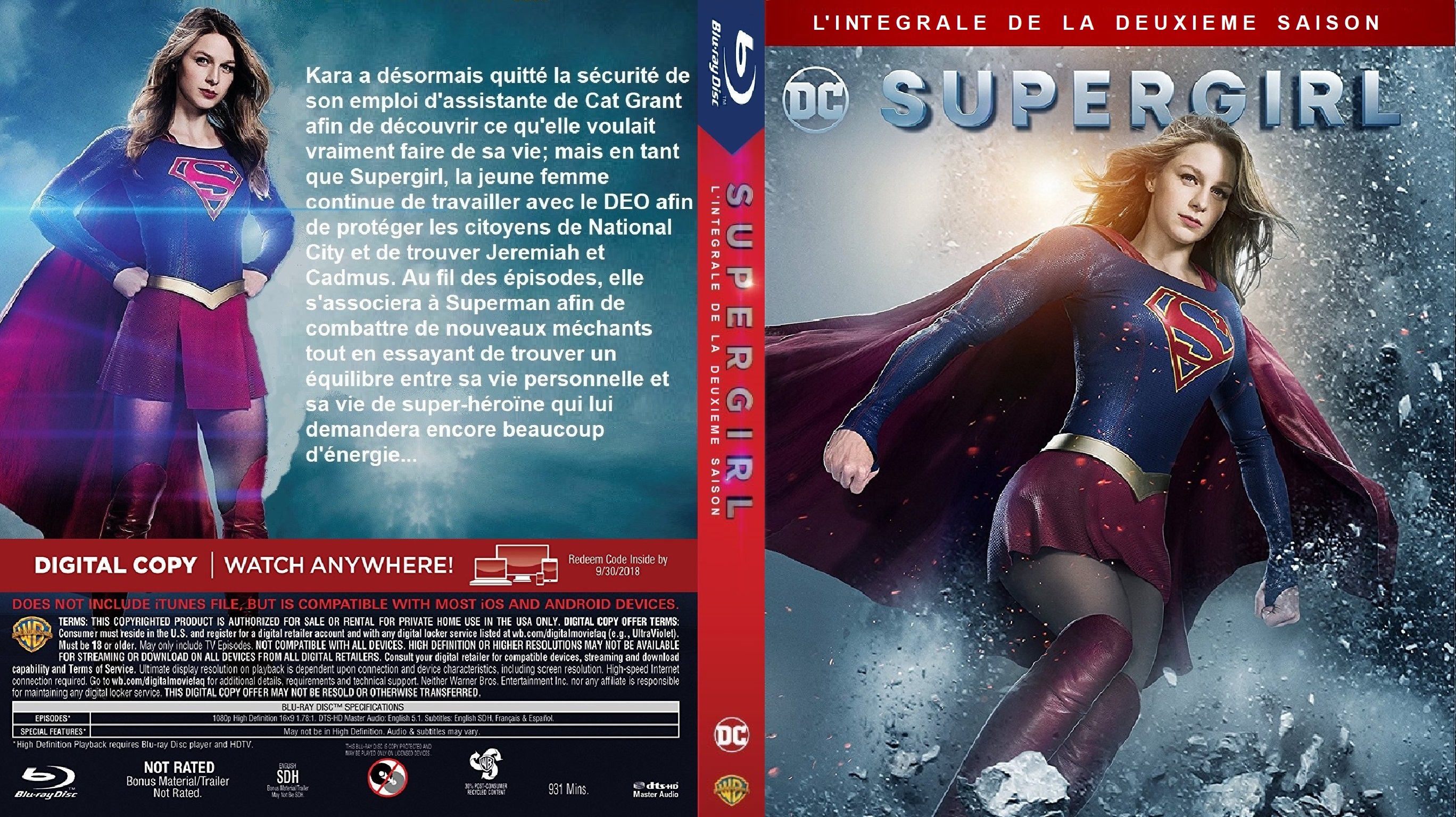 Jaquette DVD Supergirl saison 2 custom (BLU-RAY)