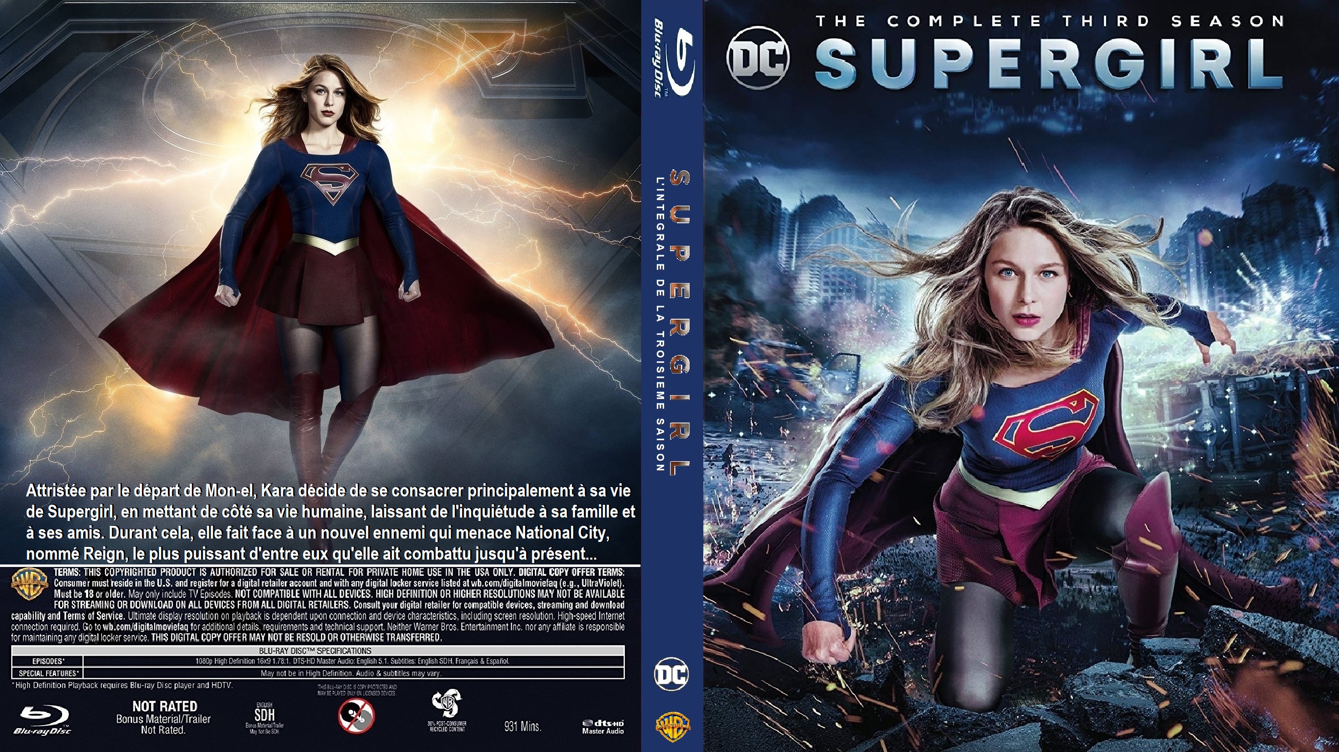 Jaquette DVD Supergirl saison 3 custom (BLU-RAY) v2
