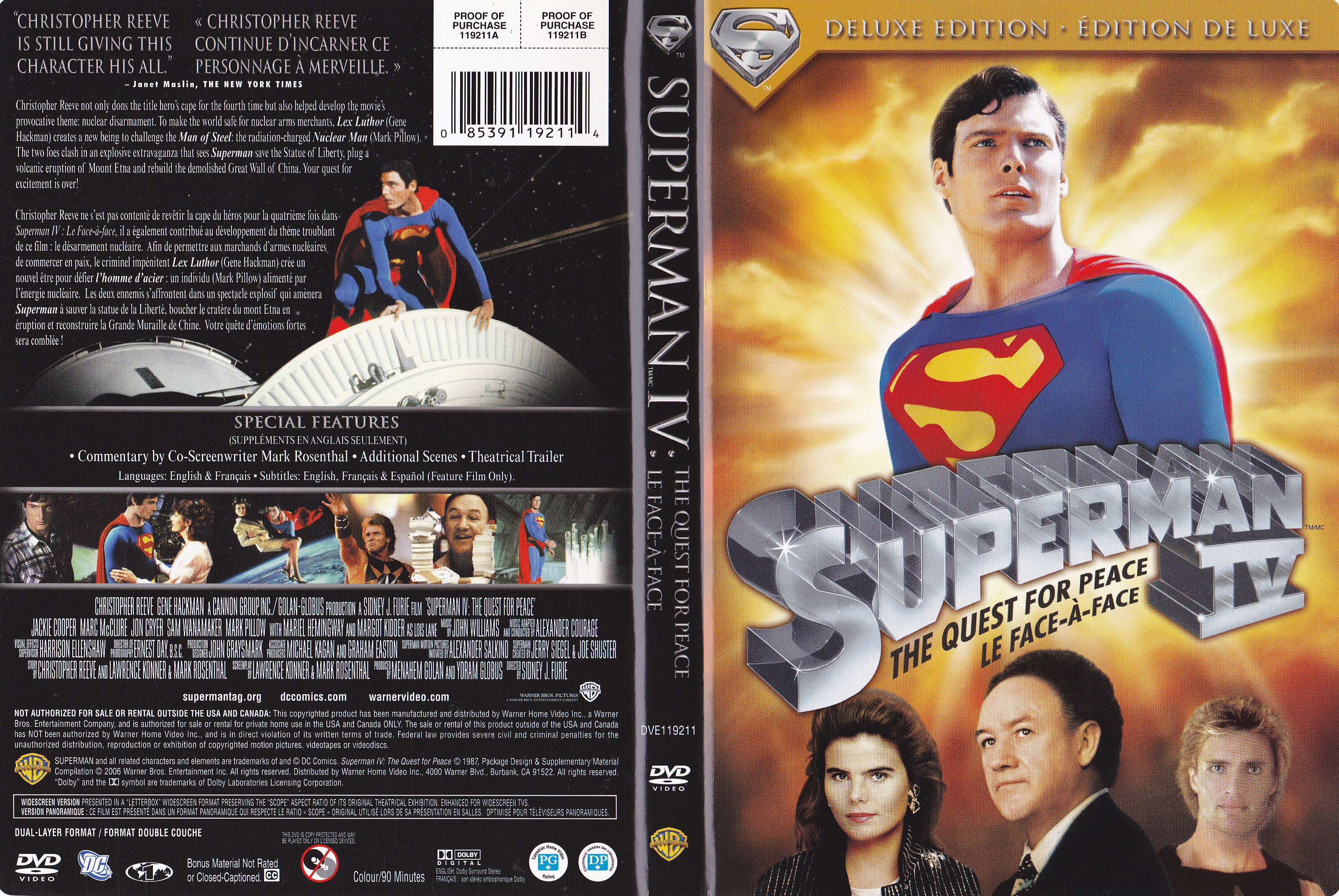 Jaquette DVD Superman 4 (Canadienne)