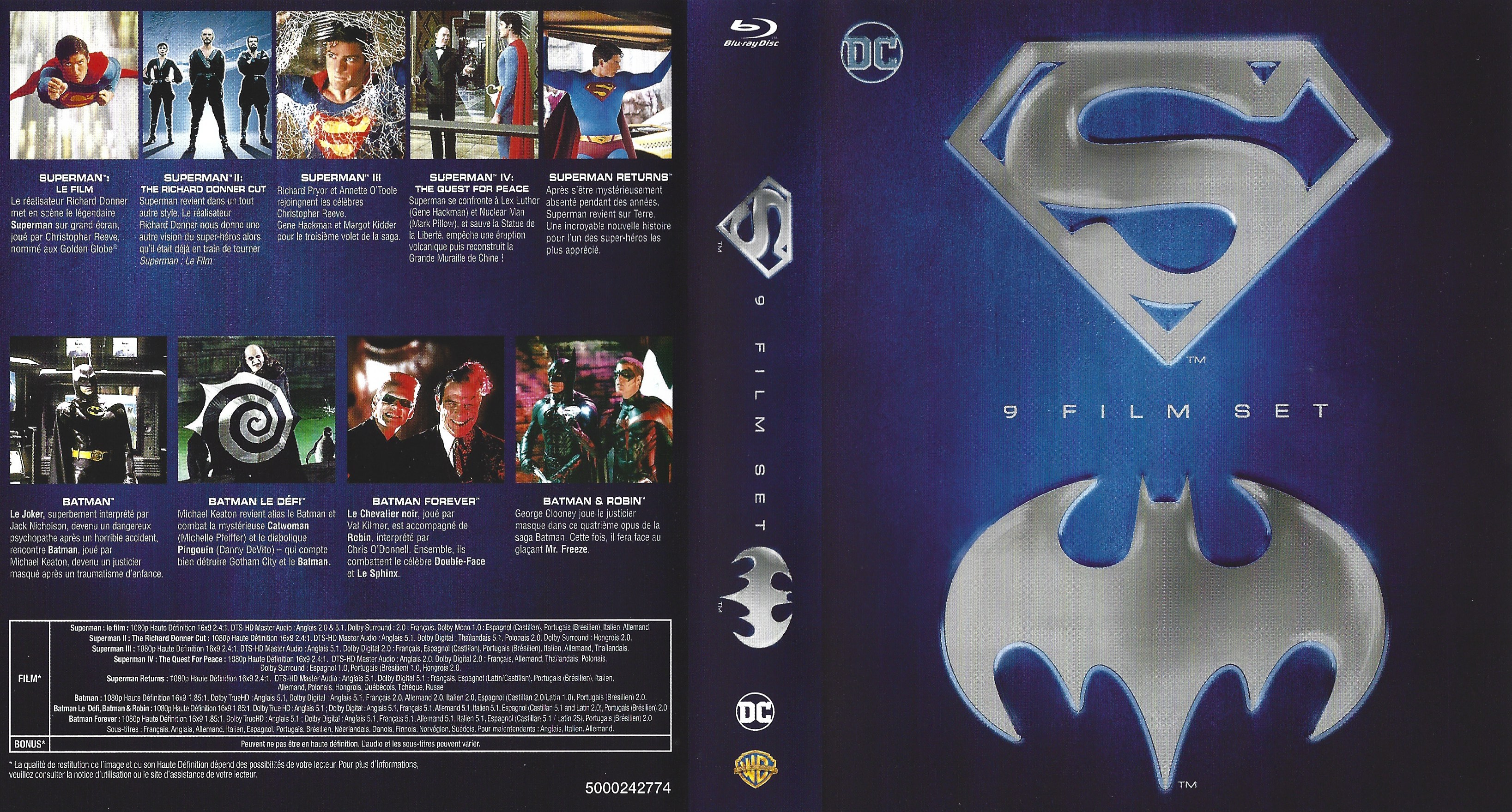 Jaquette DVD Superman Batman 9 film set (BLU-RAY)