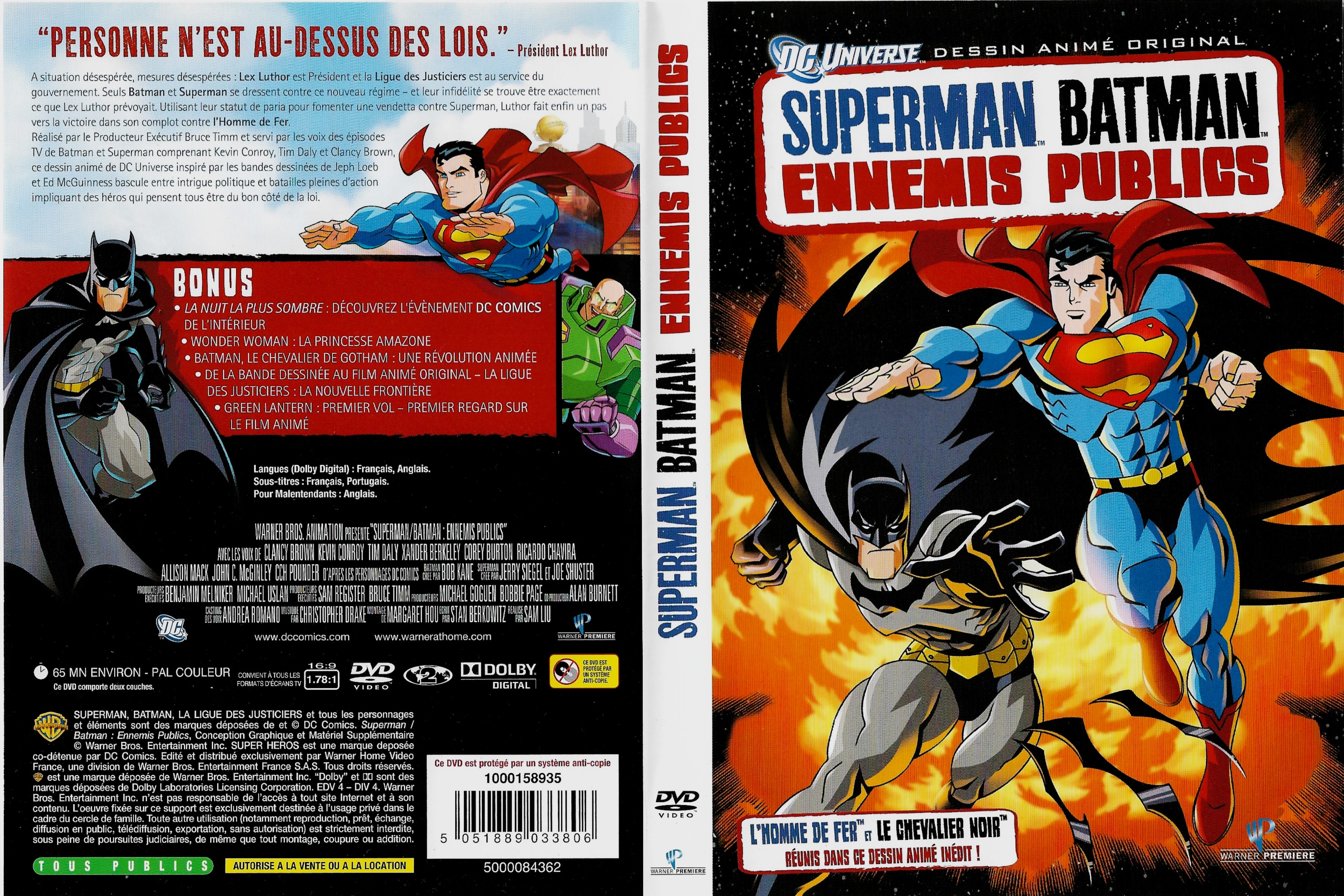 Jaquette DVD Superman Batman Ennemis Publics
