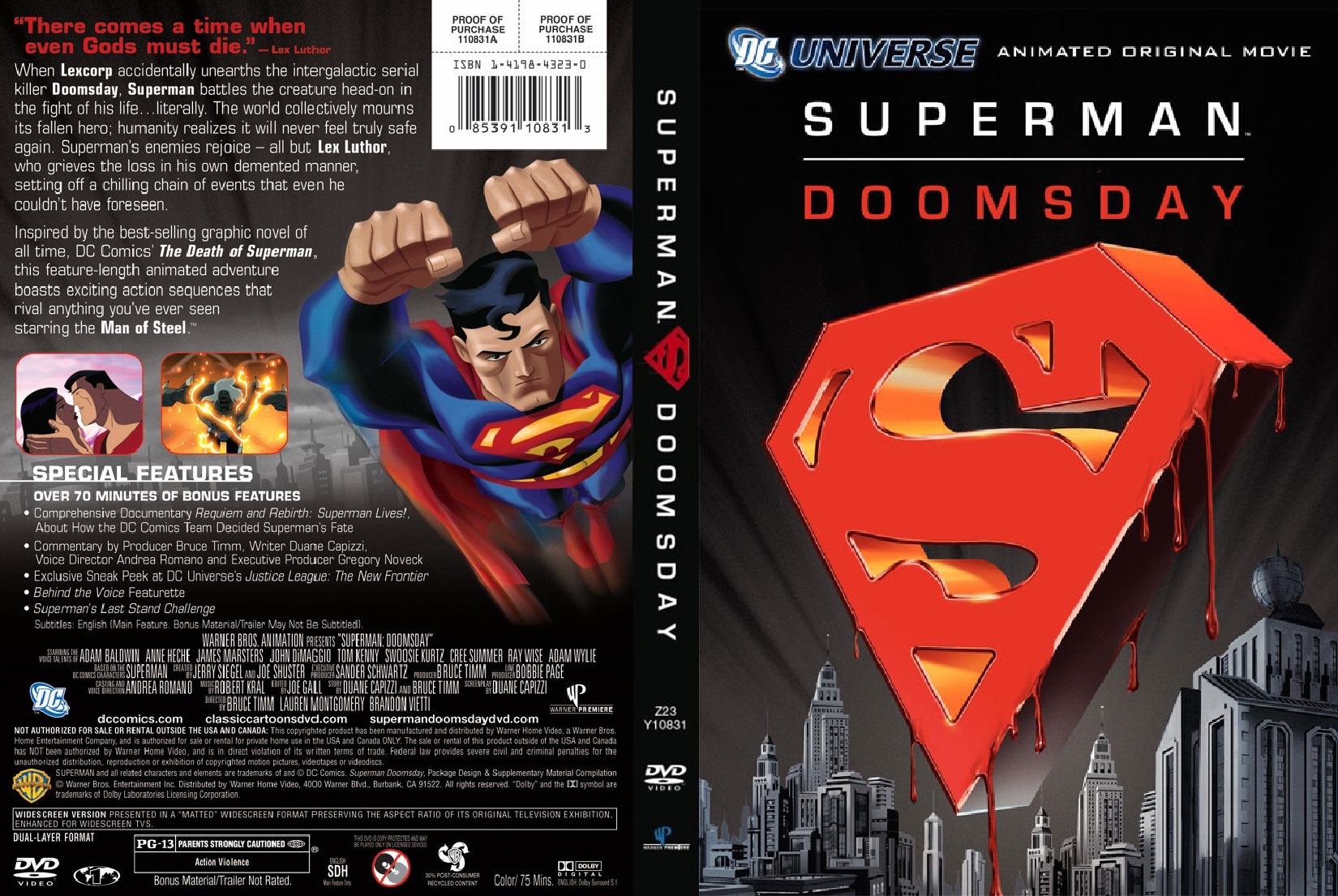 Jaquette DVD Superman Doomsday zone 1 custom