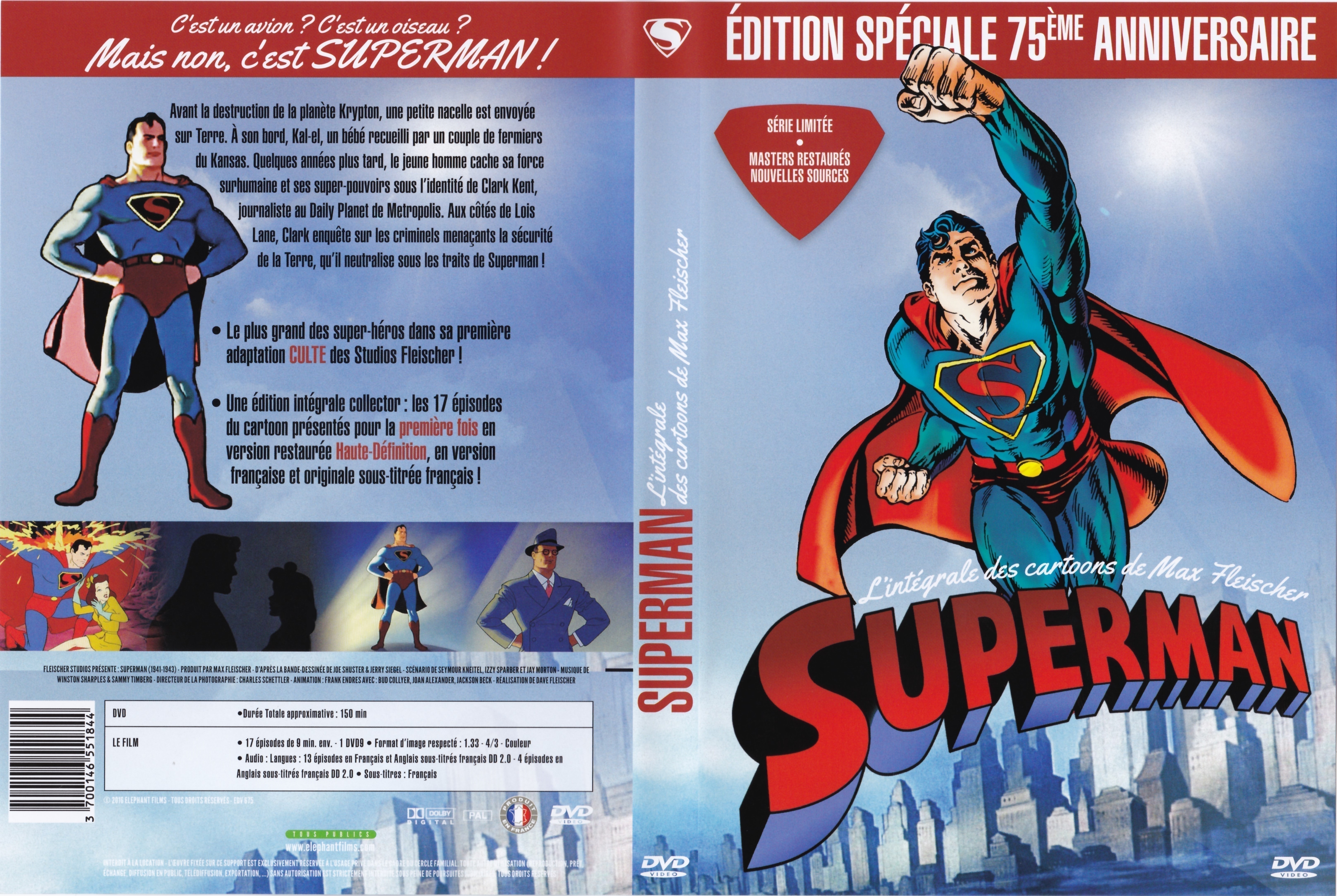 Jaquette DVD Superman - Integrale cartoons Max Fleisher