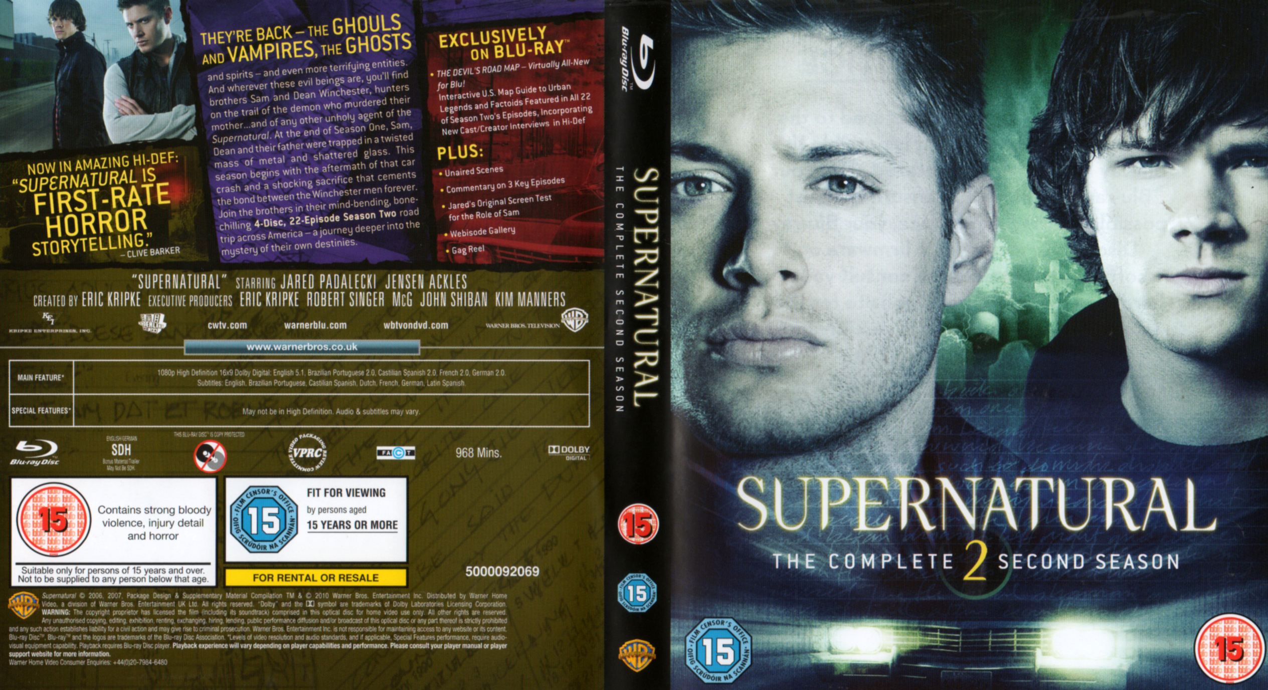 Jaquette DVD Supernatural saison 2 COFFRET Zone 1 (BLU-RAY)