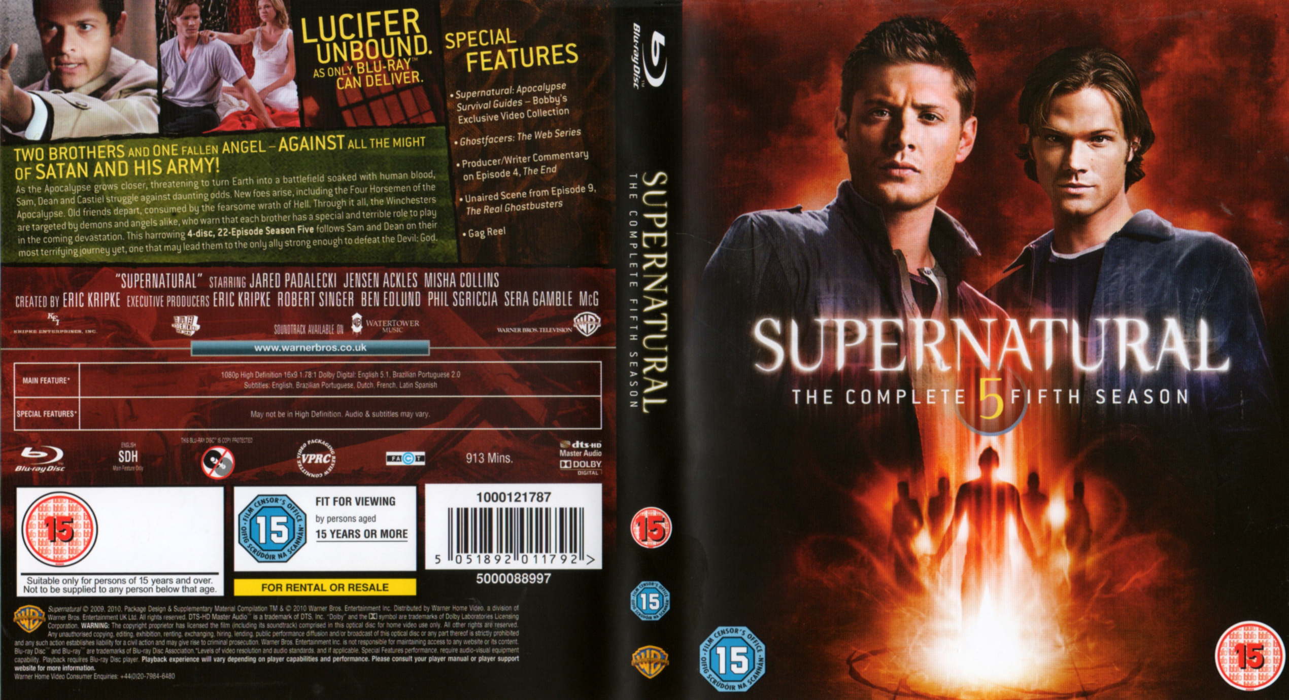 Jaquette DVD Supernatural saison 5 COFFRET Zone 1 (BLU-RAY)