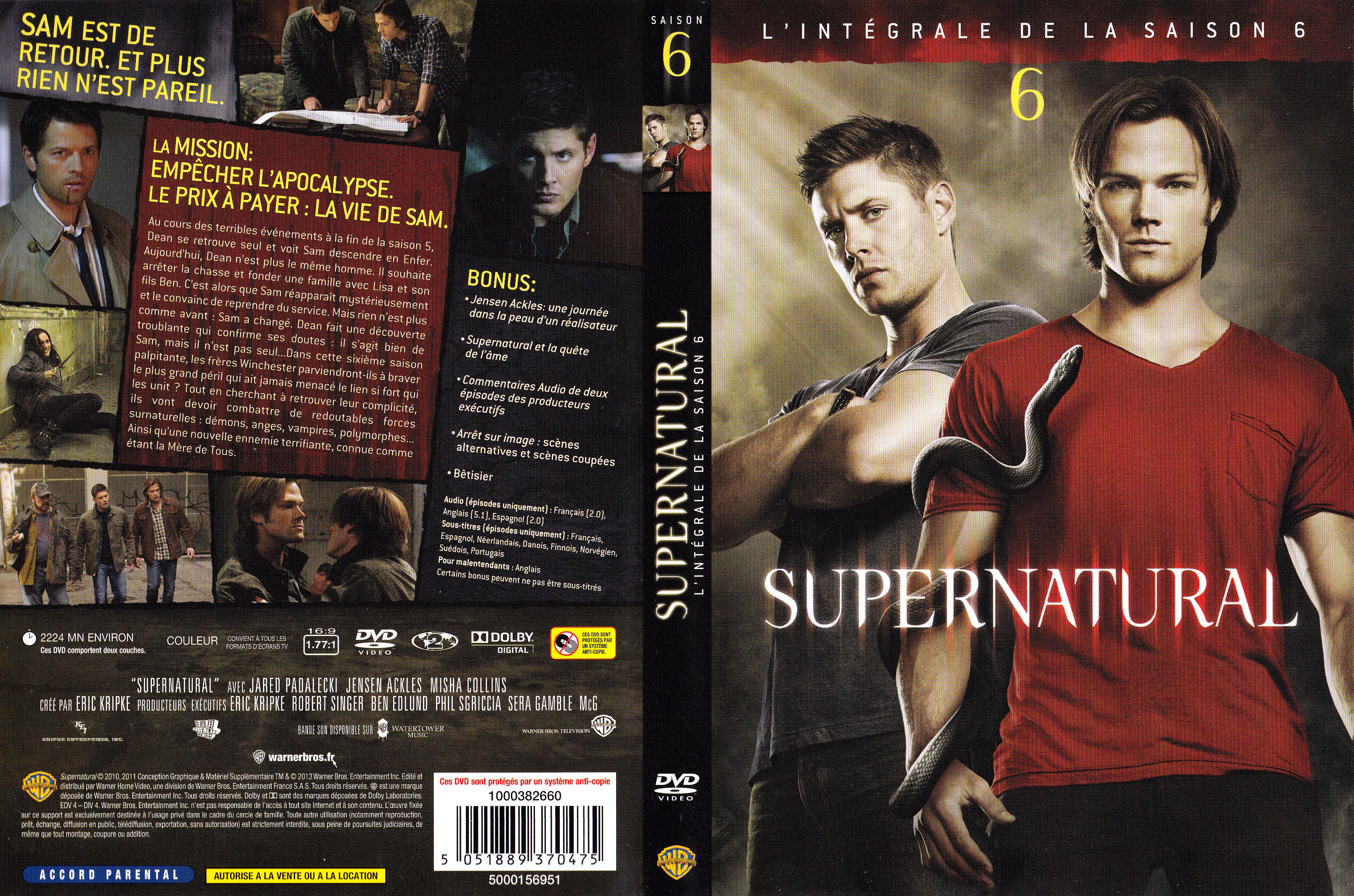 Jaquette DVD Supernatural saison 6 COFFRET