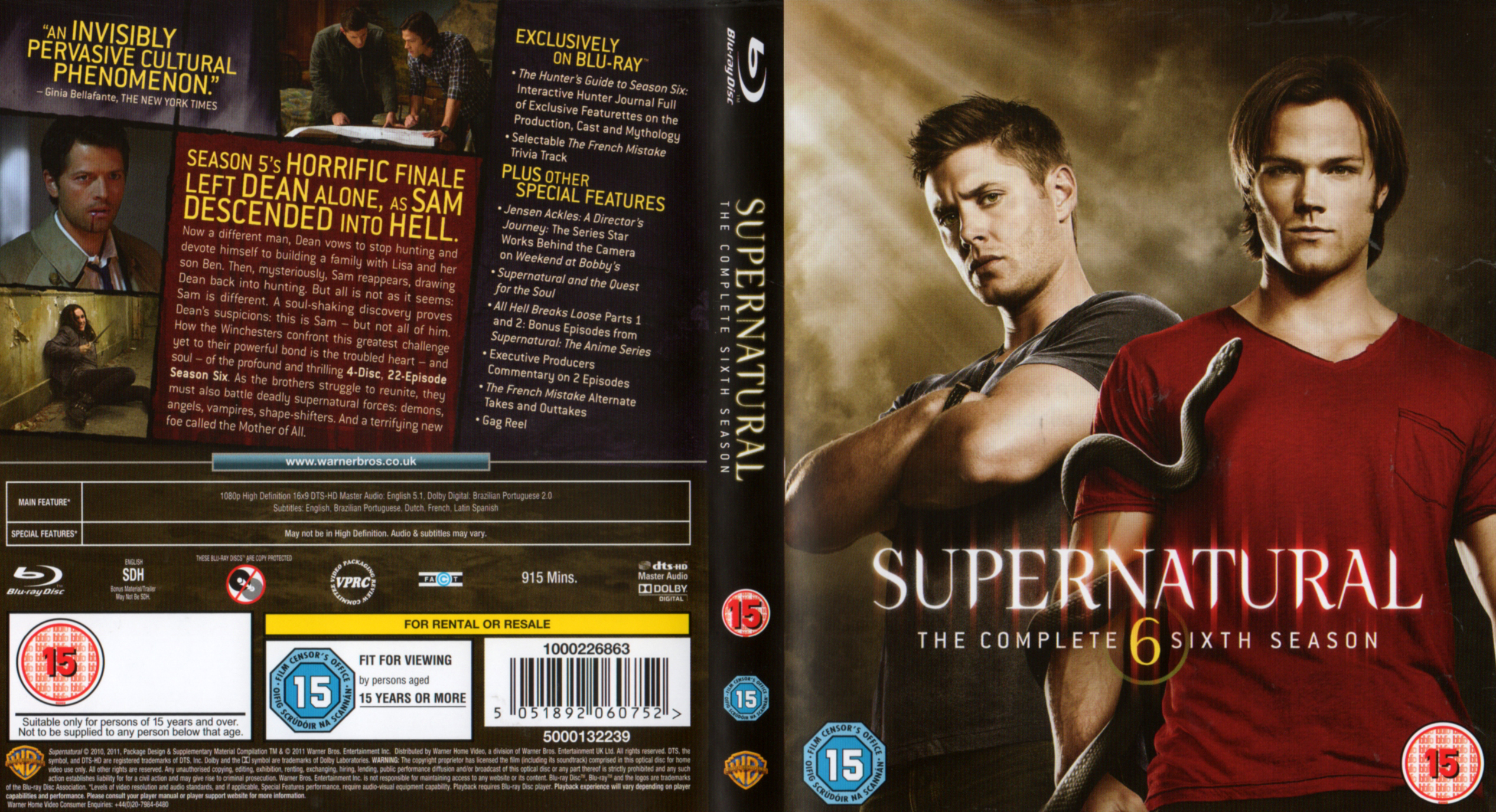 Jaquette DVD Supernatural saison 6 COFFRET Zone 1 (BLU-RAY)