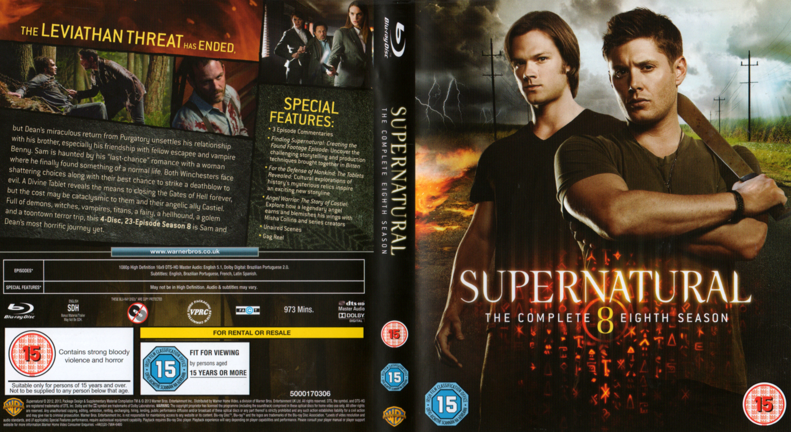 Jaquette DVD Supernatural saison 8 COFFRET Zone 1 (BLU-RAY)