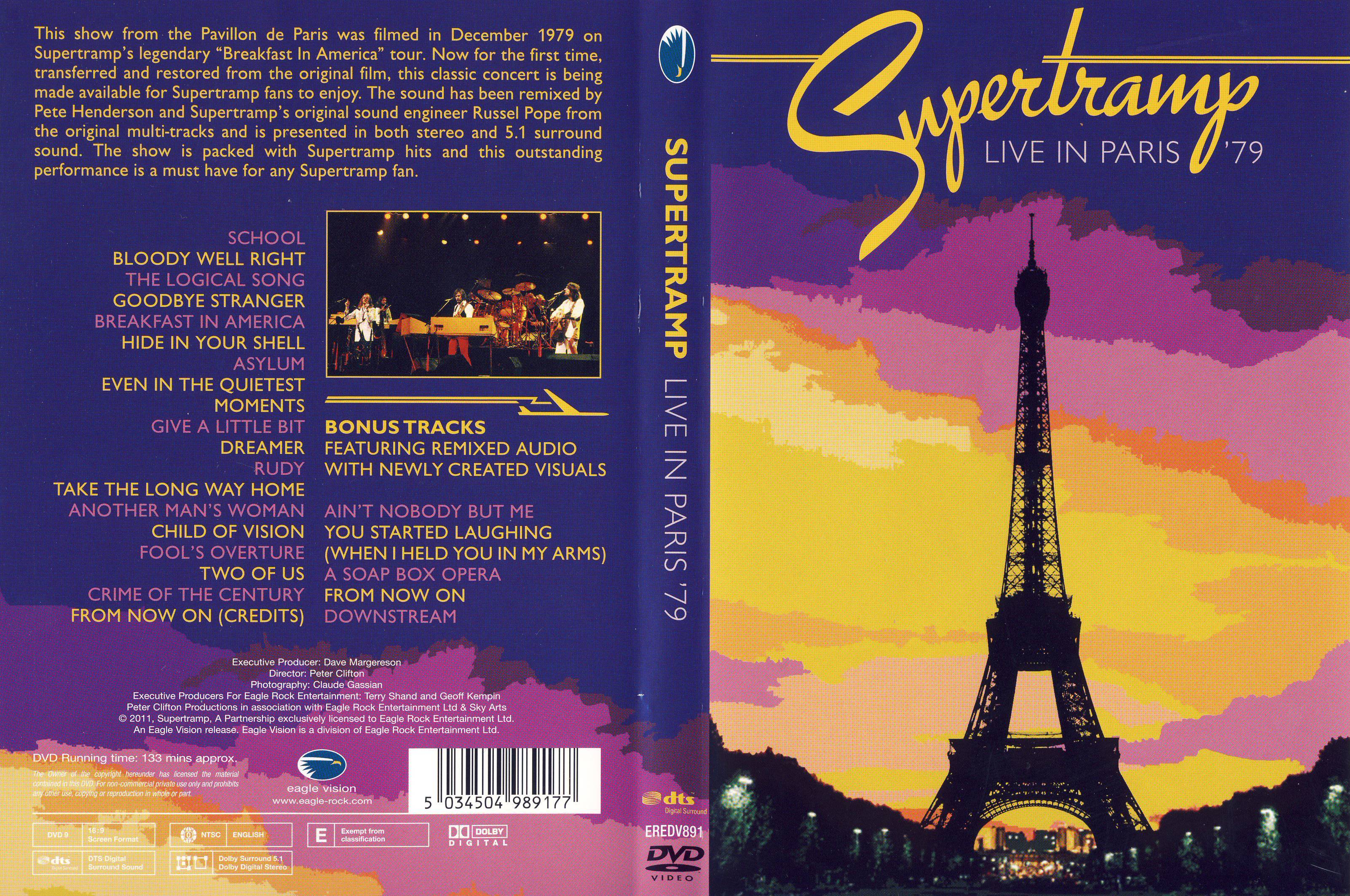 Jaquette DVD Supertramp - Live in Paris 79