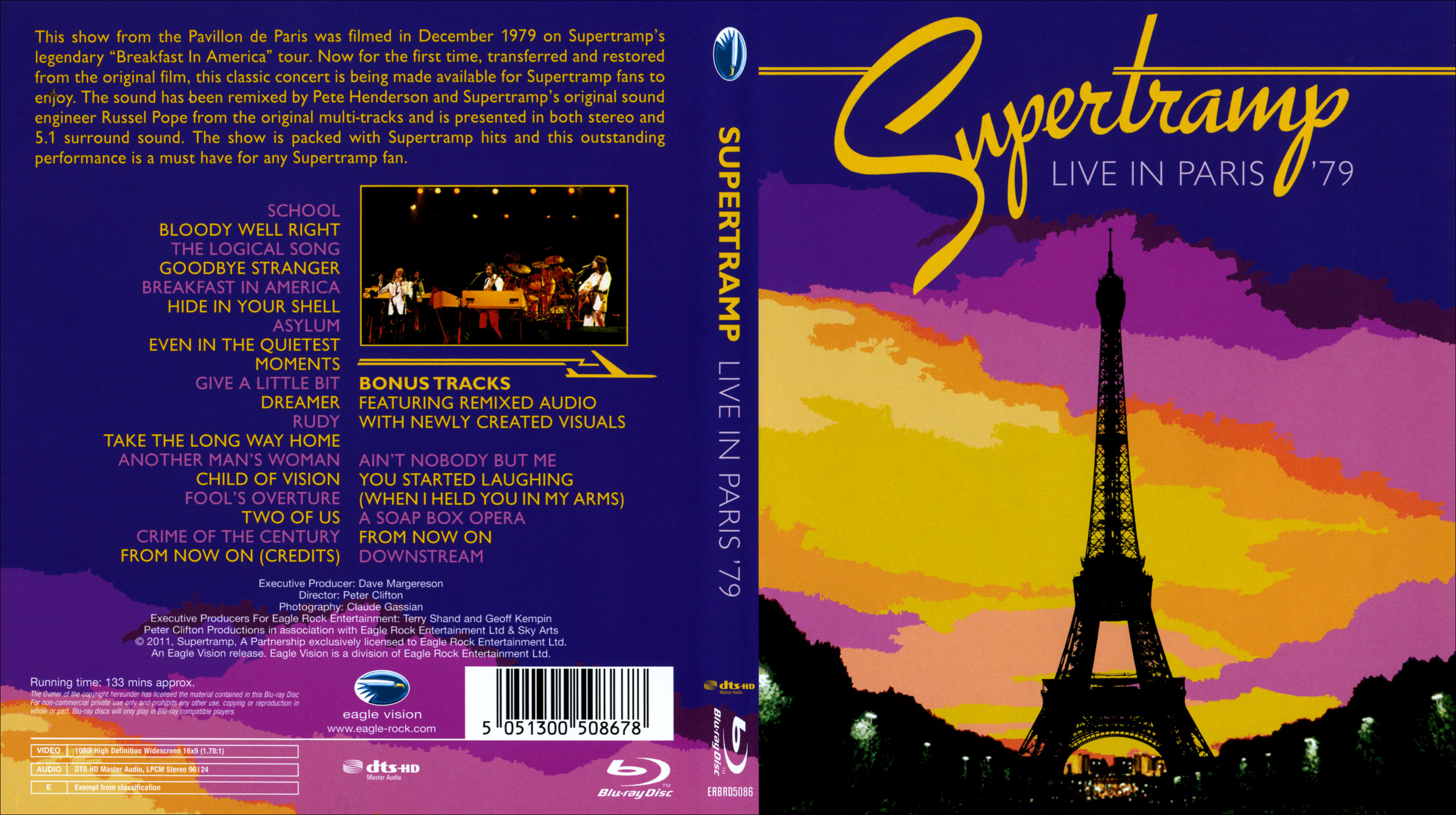 Jaquette DVD Supertramp - Live in Paris 79 (BLU-RAY)