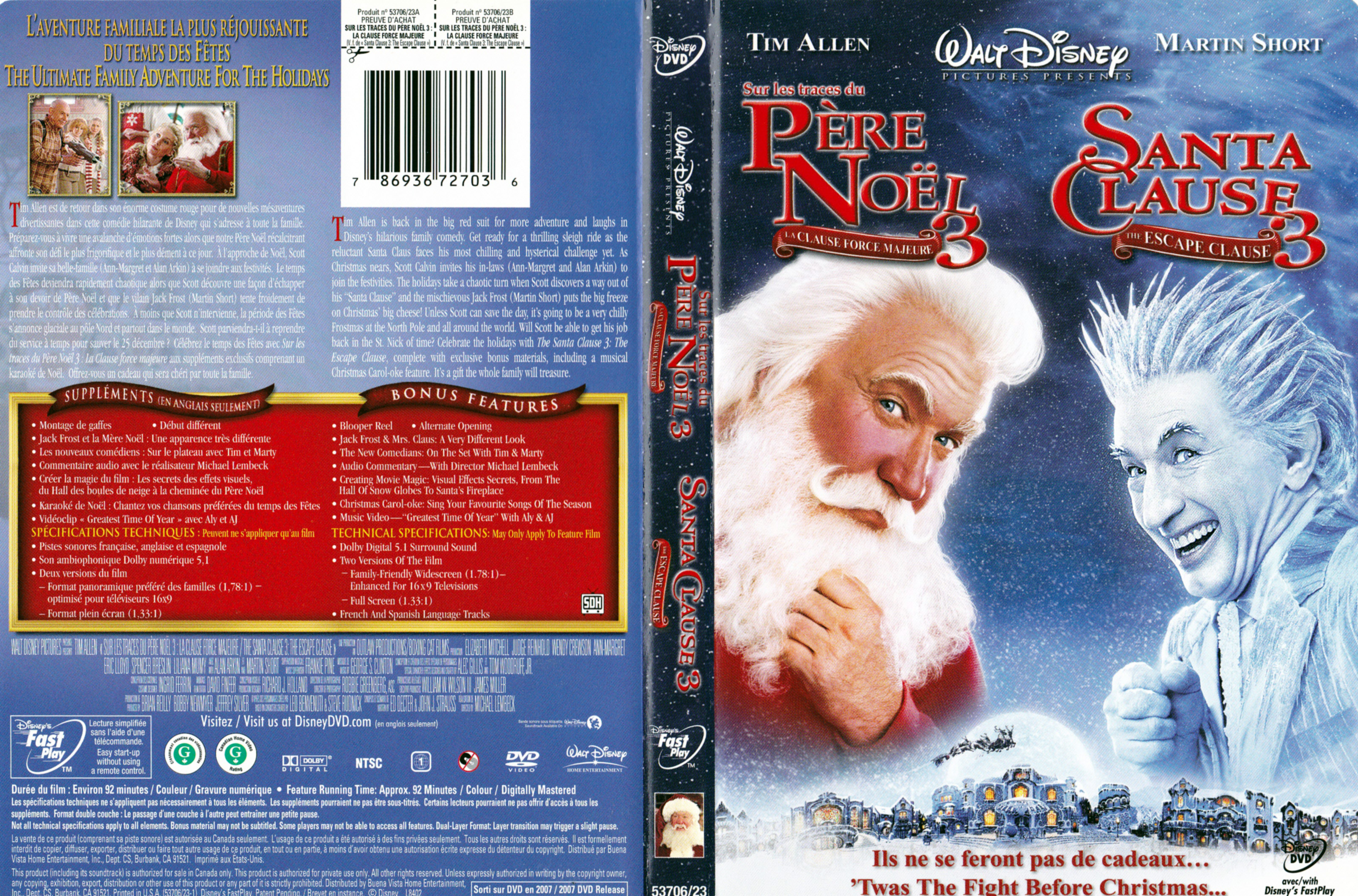 Jaquette DVD Sur les traces du pre Nool 3 - Santa clause 3 (Canadienne)