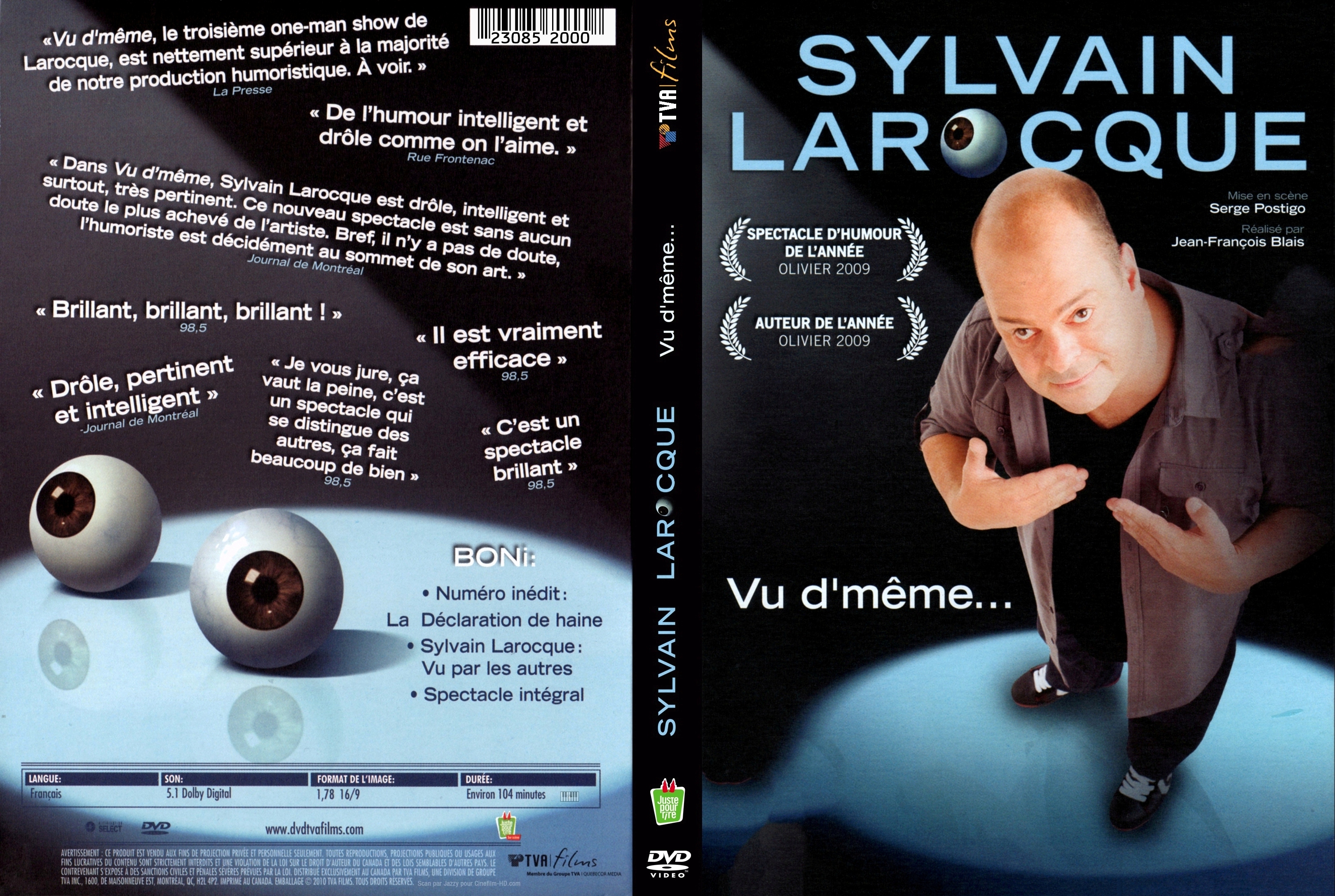 Jaquette DVD Sylvain Larocque vue d