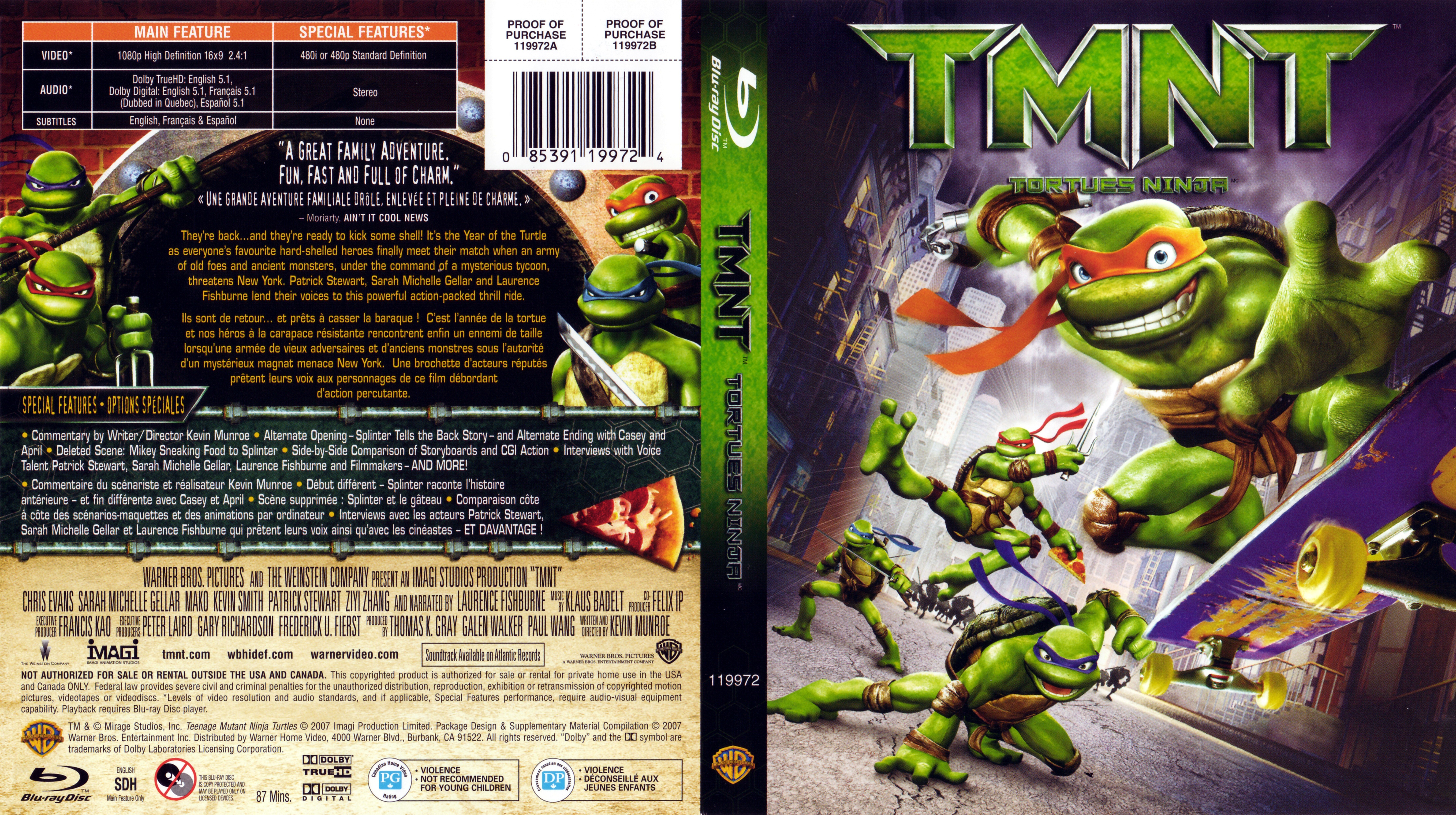 Jaquette DVD TMNT (Canadienne) (BLU-RAY)
