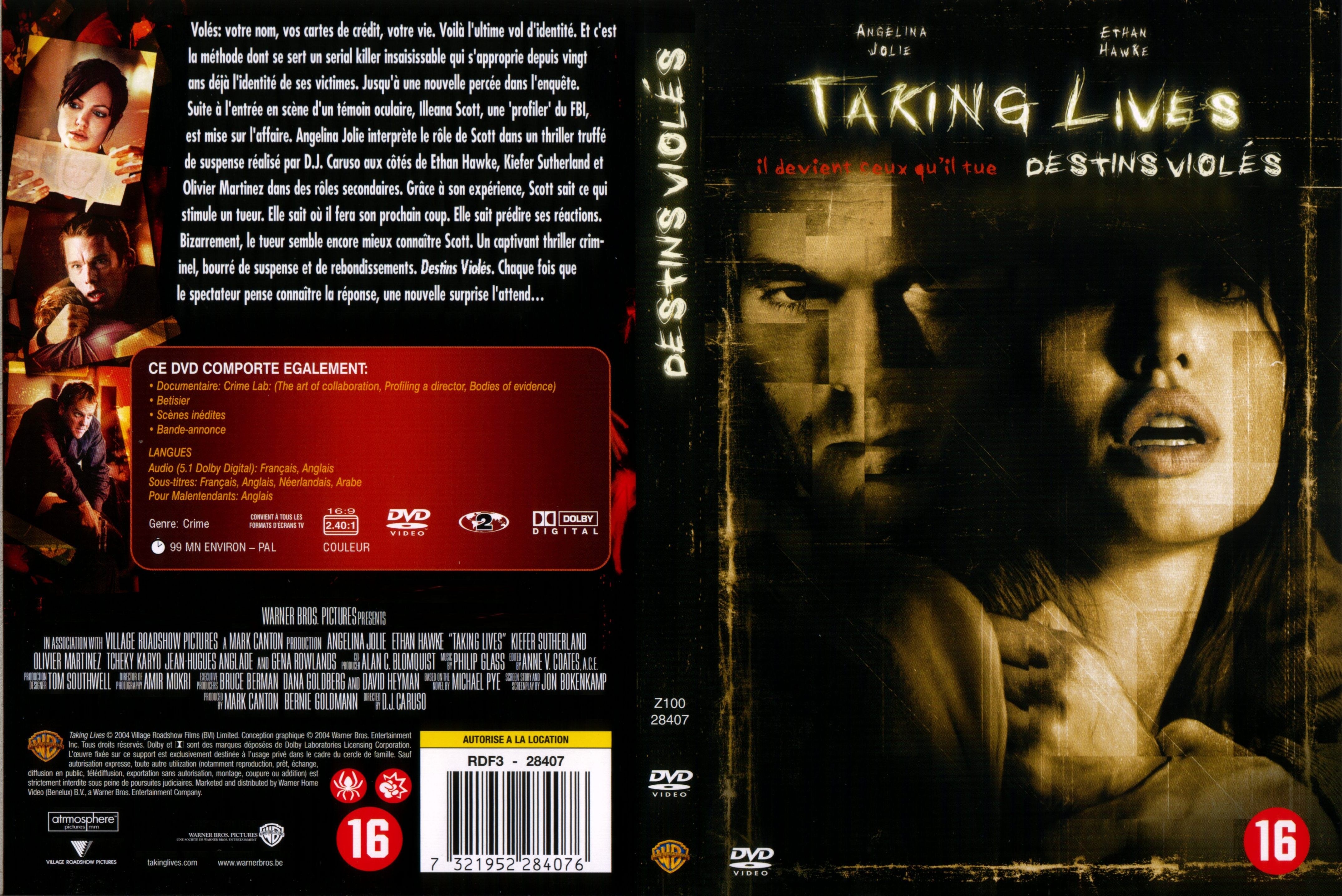 Jaquette DVD Taking lives v2