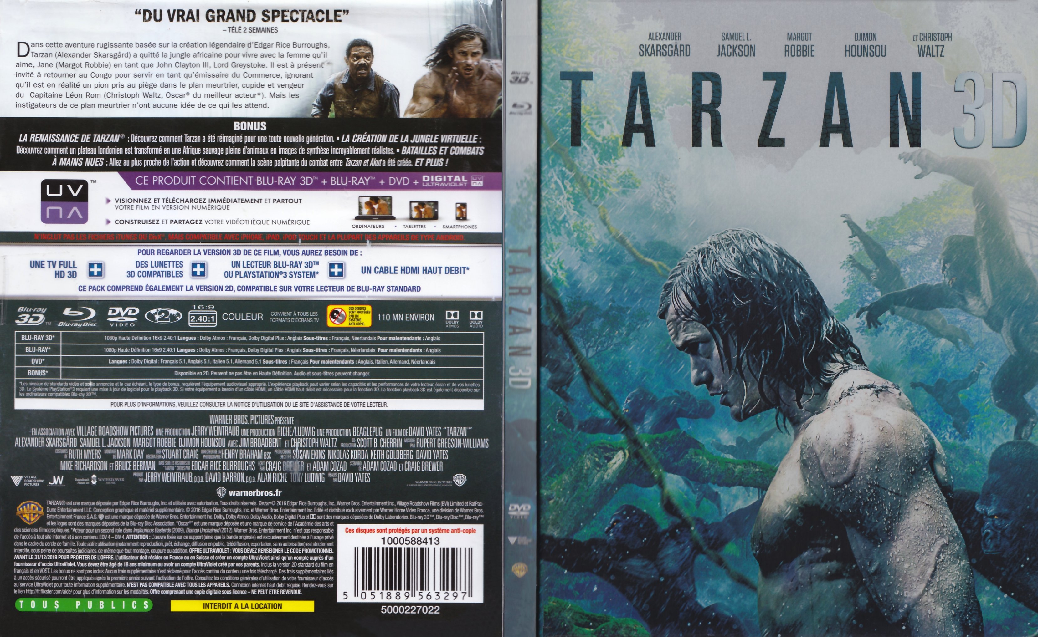 Jaquette DVD Tarzan (2016) 3D (BLU-RAY)