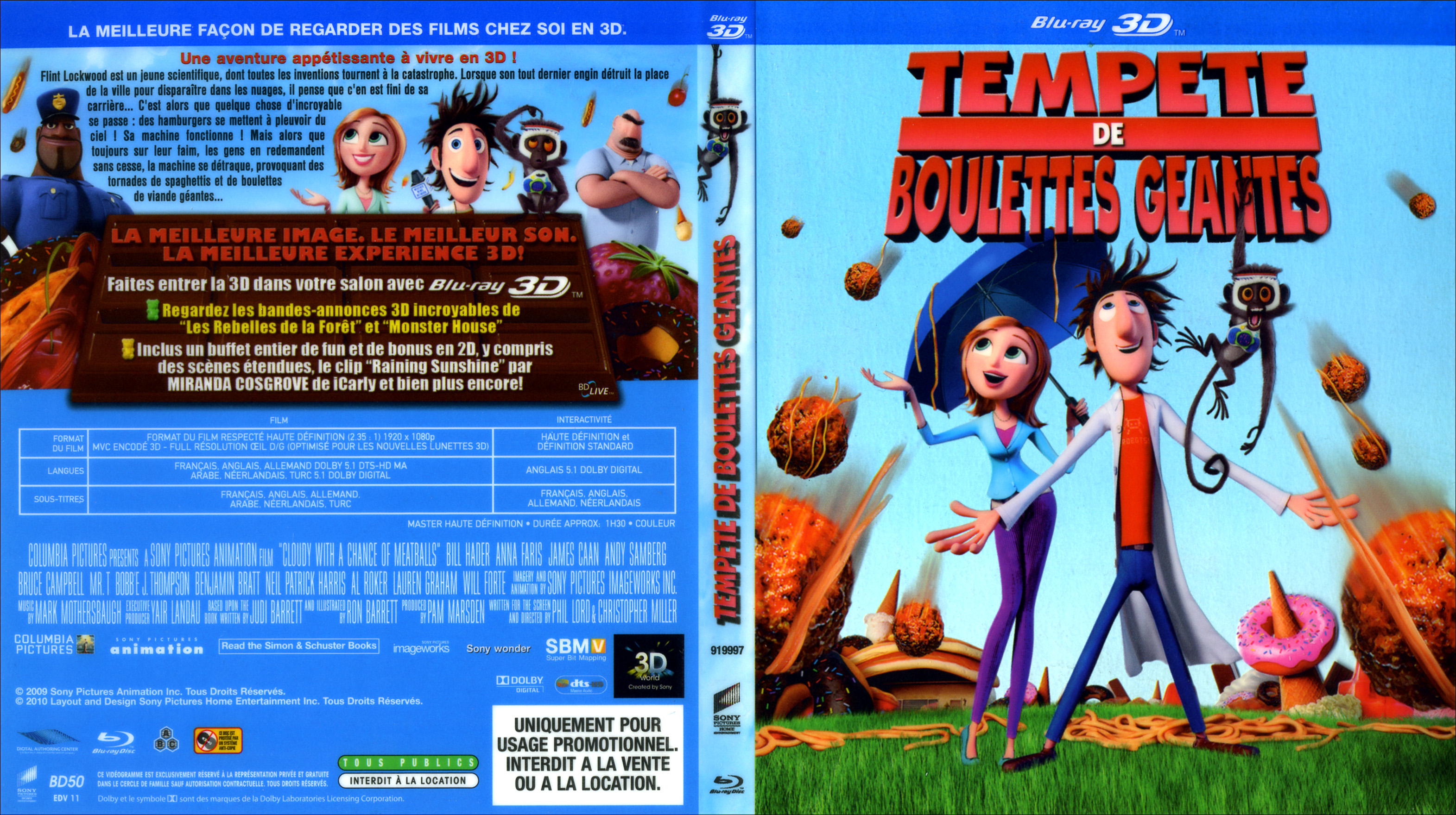 Jaquette DVD Tempte de boulettes gantes 3D (BLU-RAY)