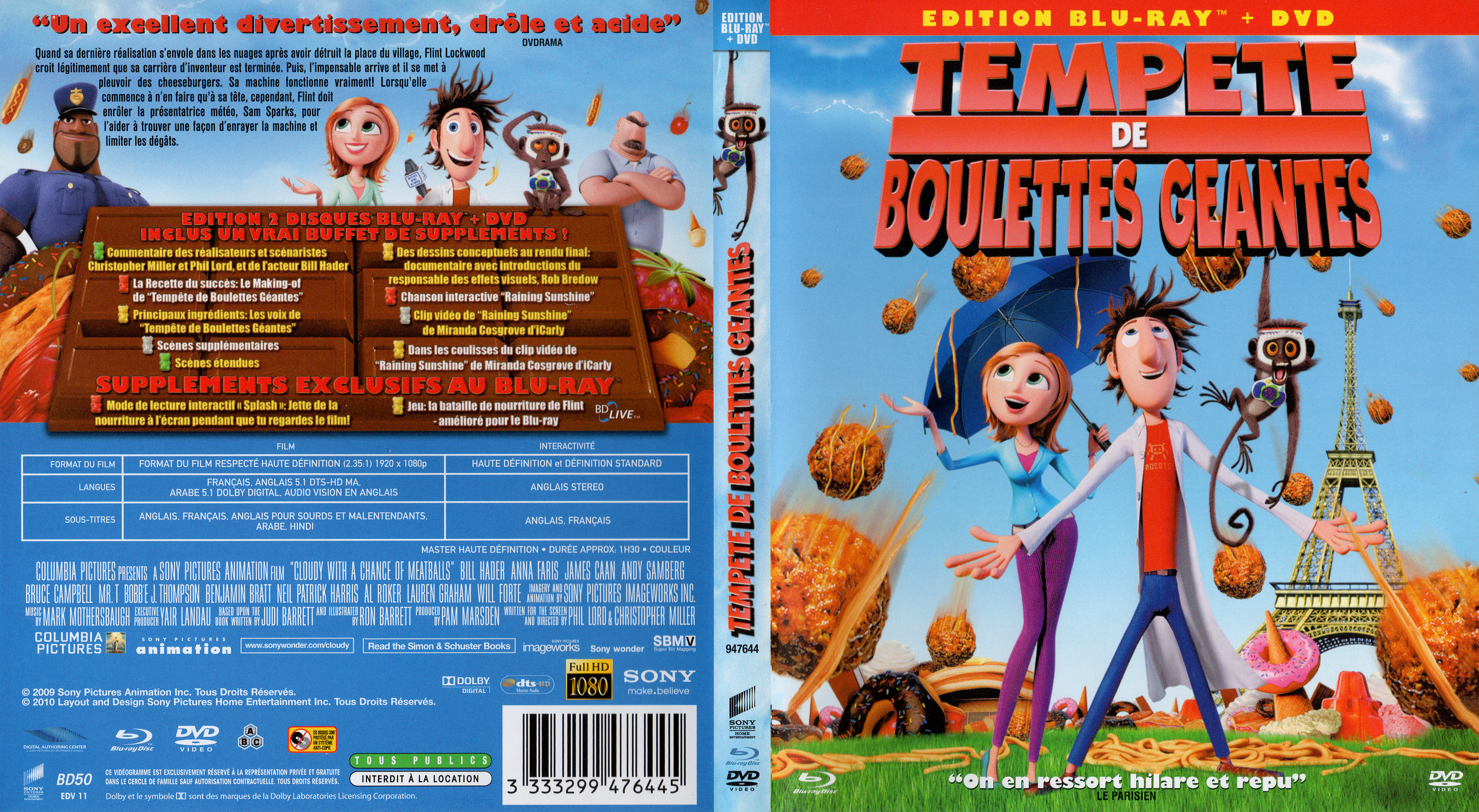 Jaquette DVD Tempete de boulettes geantes (BLU-RAY)