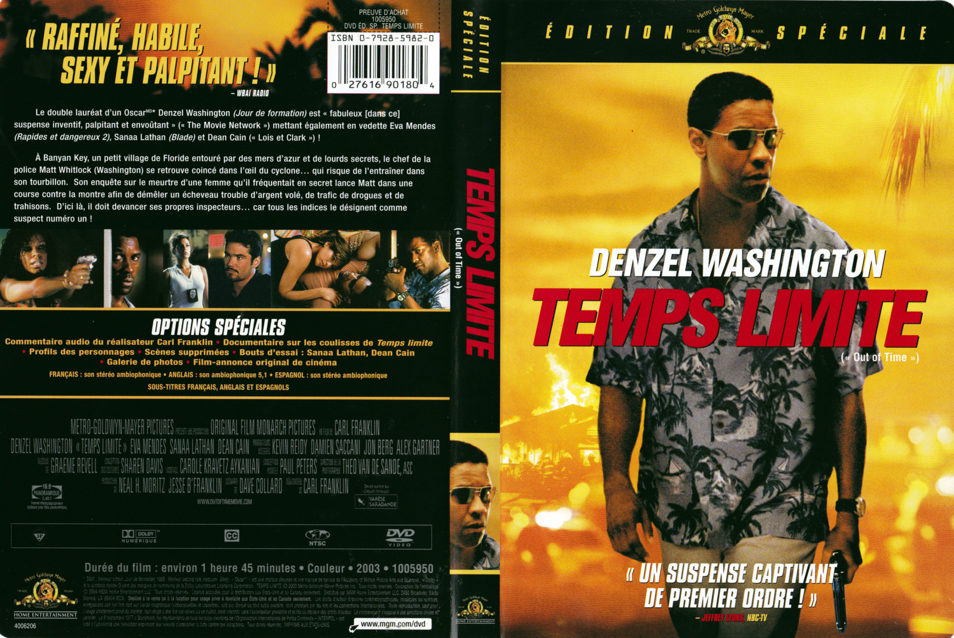 Jaquette DVD Temps limite - Out of time (Canadienne)