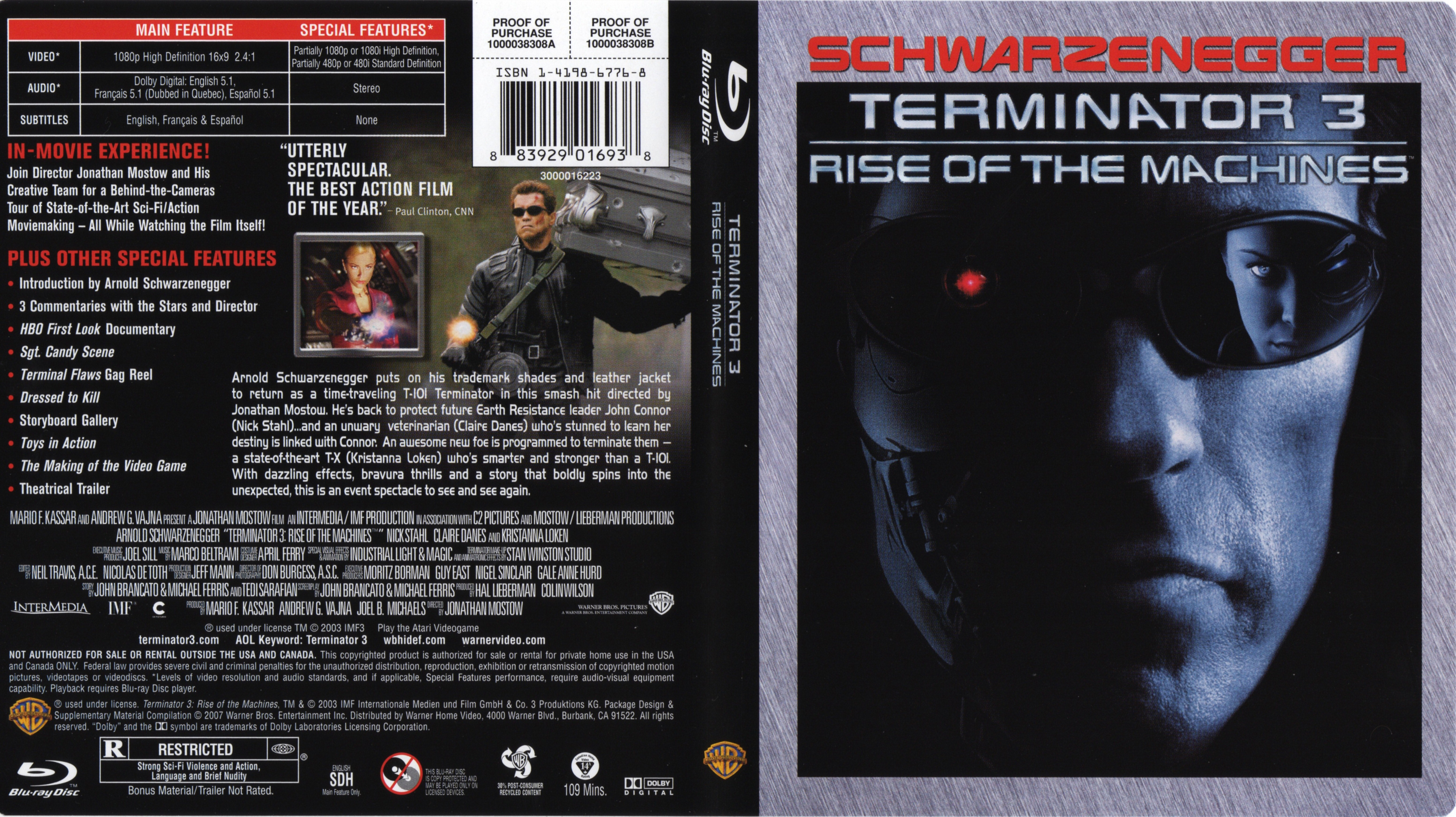 Jaquette DVD Terminator 3 (BLU-RAY) Zone 1