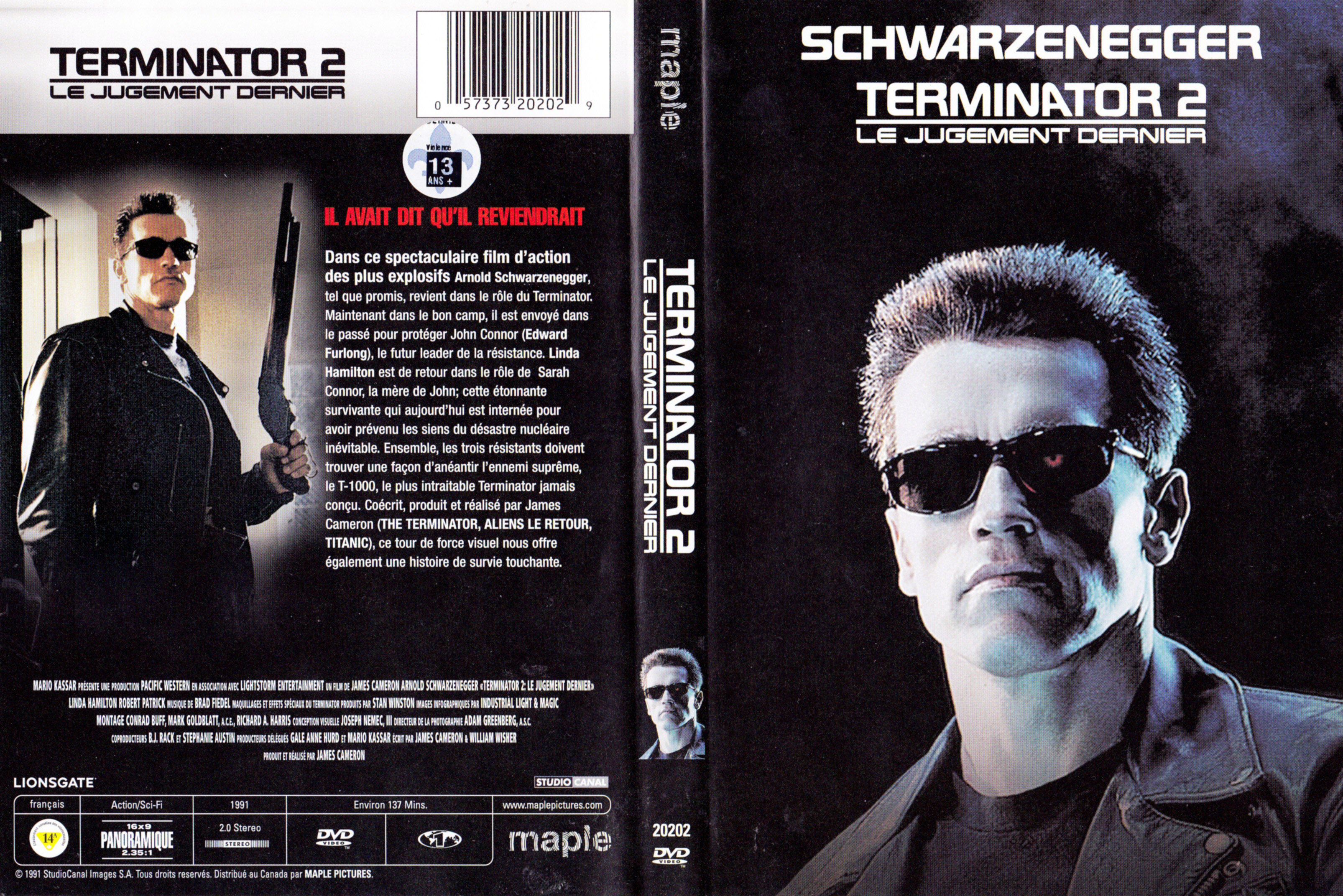 Jaquette DVD Terminator II - Le jugement dernier (Canadienne)