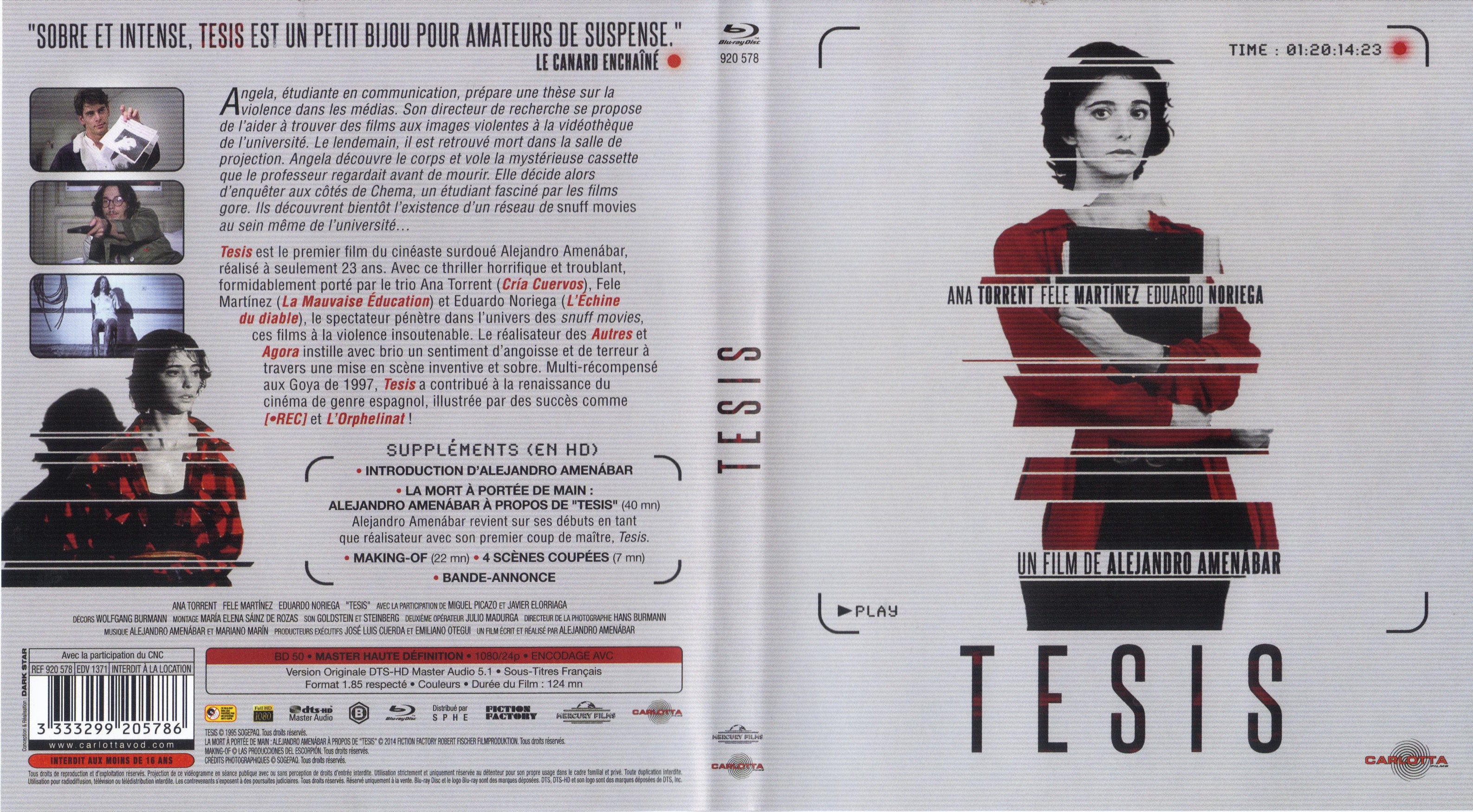Jaquette DVD Tesis (BLU-RAY)
