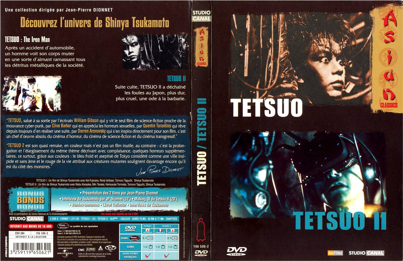 Jaquette DVD Tetsuo + Tetsuo 2