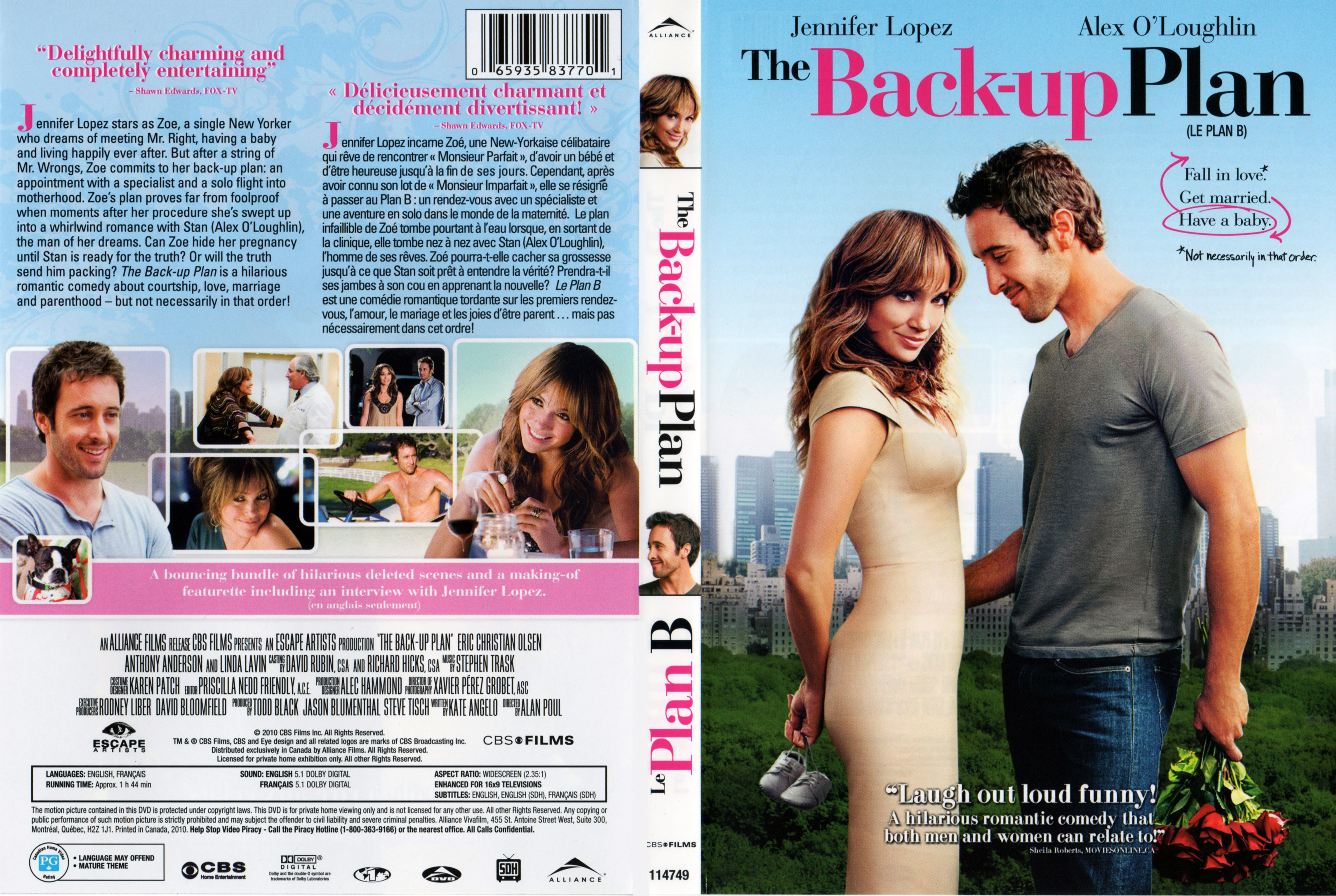 Jaquette DVD The Back-Up Plan - Le plan B (Canadienne)
