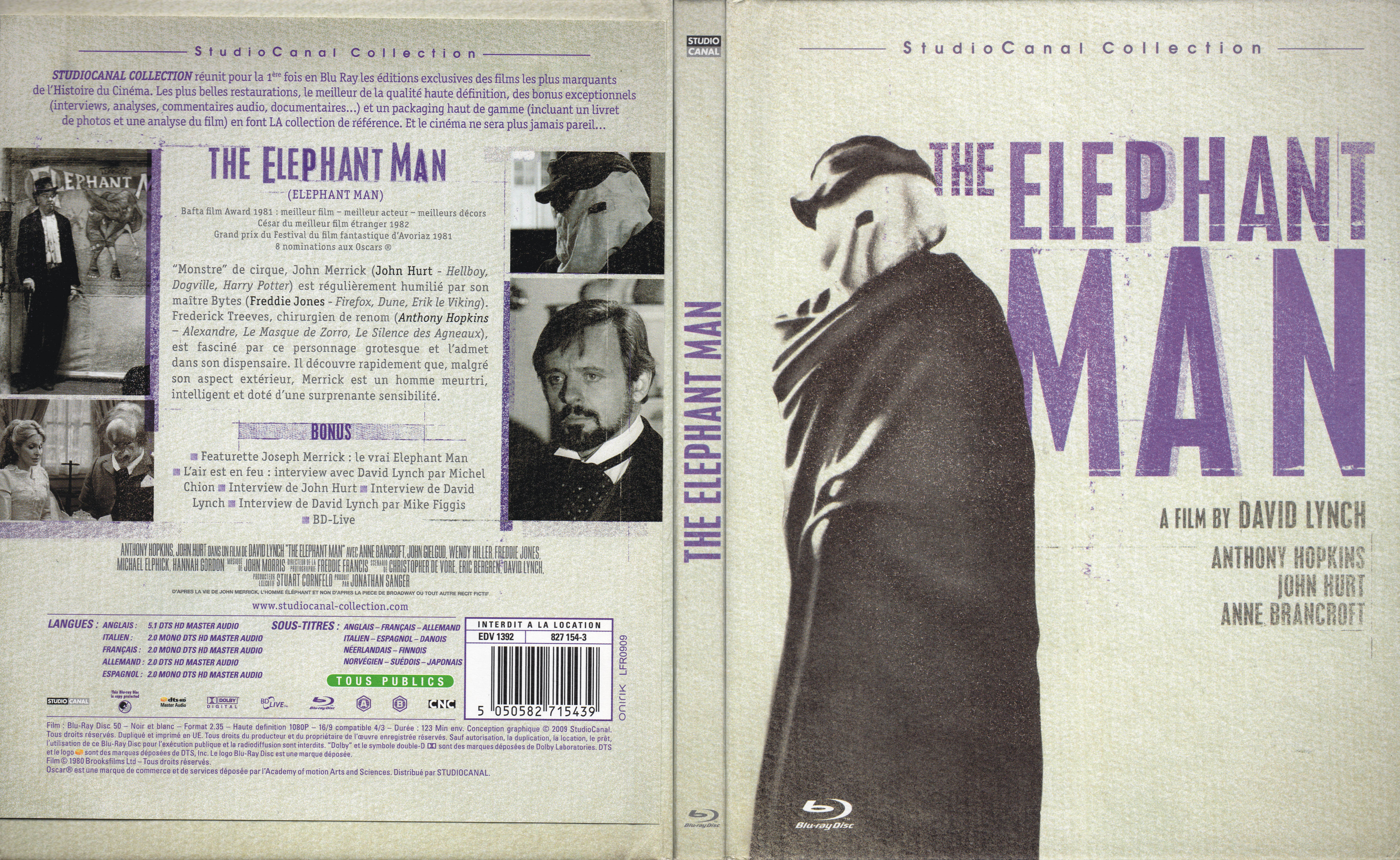 Jaquette DVD The Elephant man (BLU-RAY)