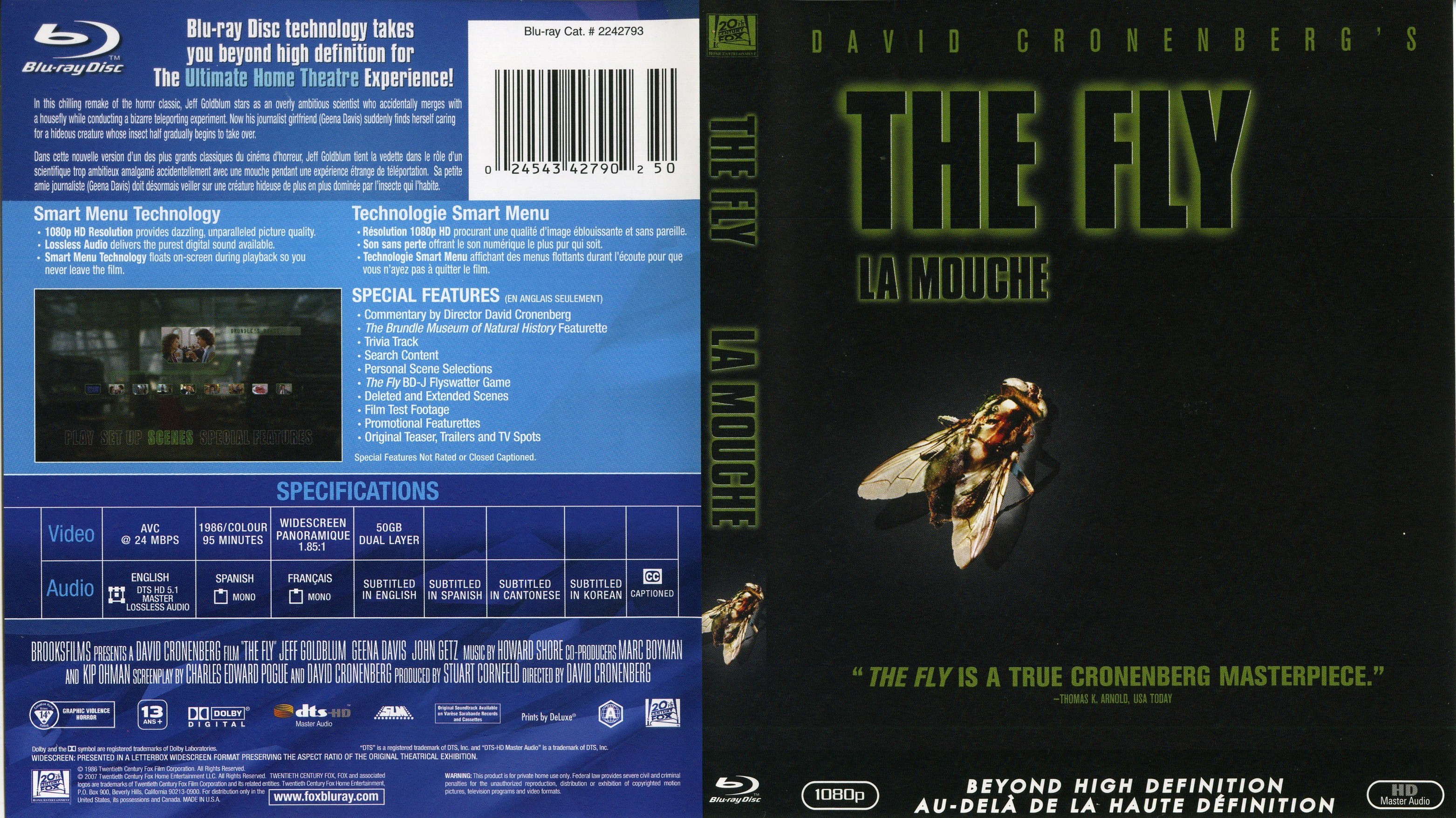Jaquette DVD The Fly - La mouche (Canadienne) (BLU-RAY)