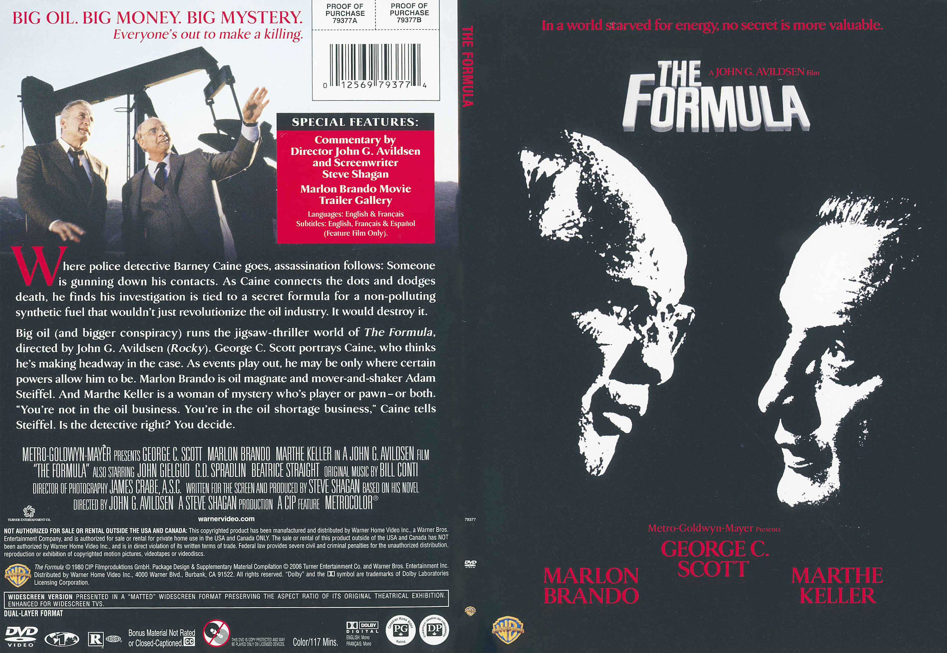 Jaquette DVD The Formula la formule Zone 1
